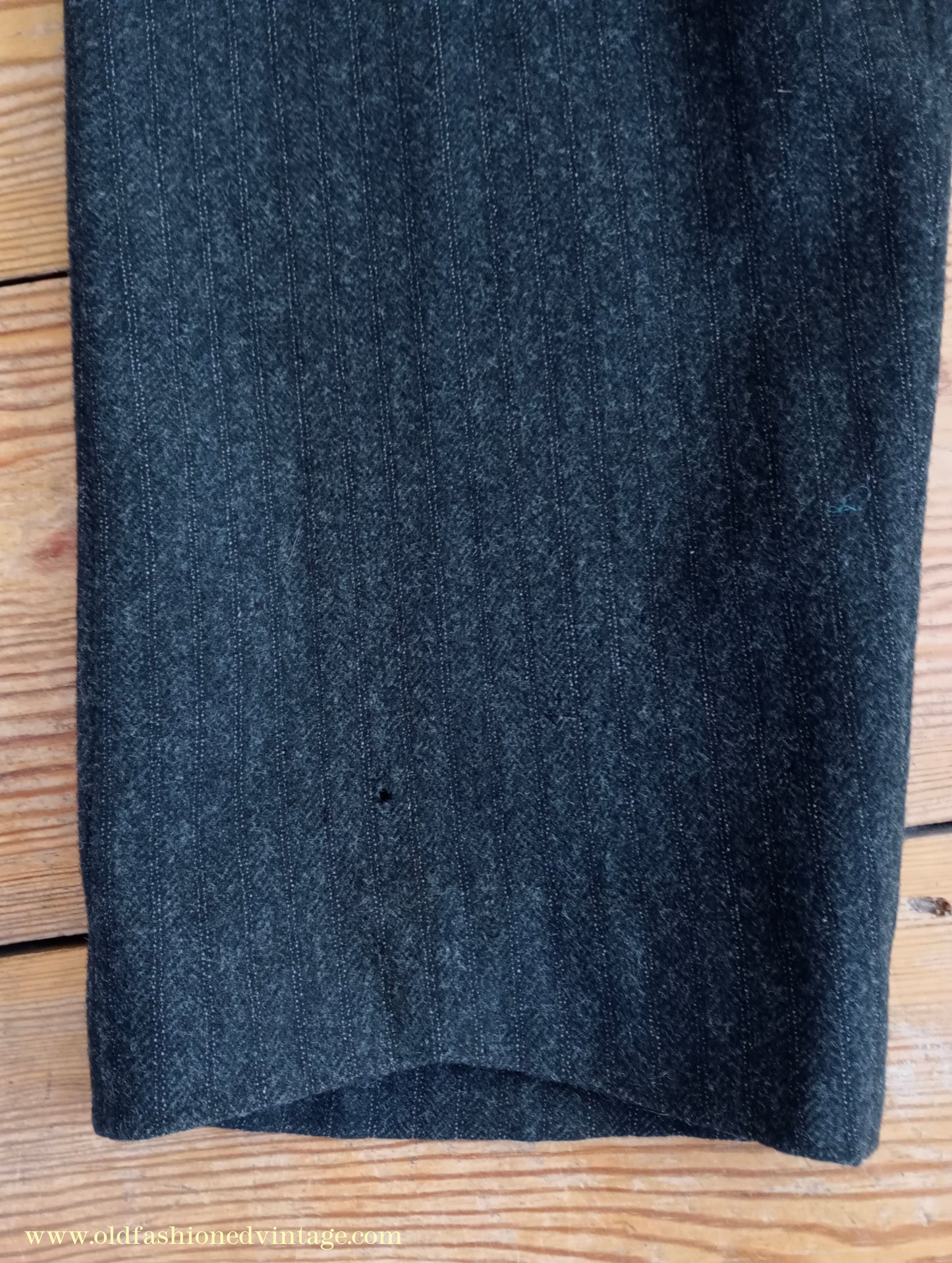 Vintage Mens 1910s 1920s Trousers Charcoal Grey Herringbone Wool Pants Shabby Distressed Workwear Edwardian 38"