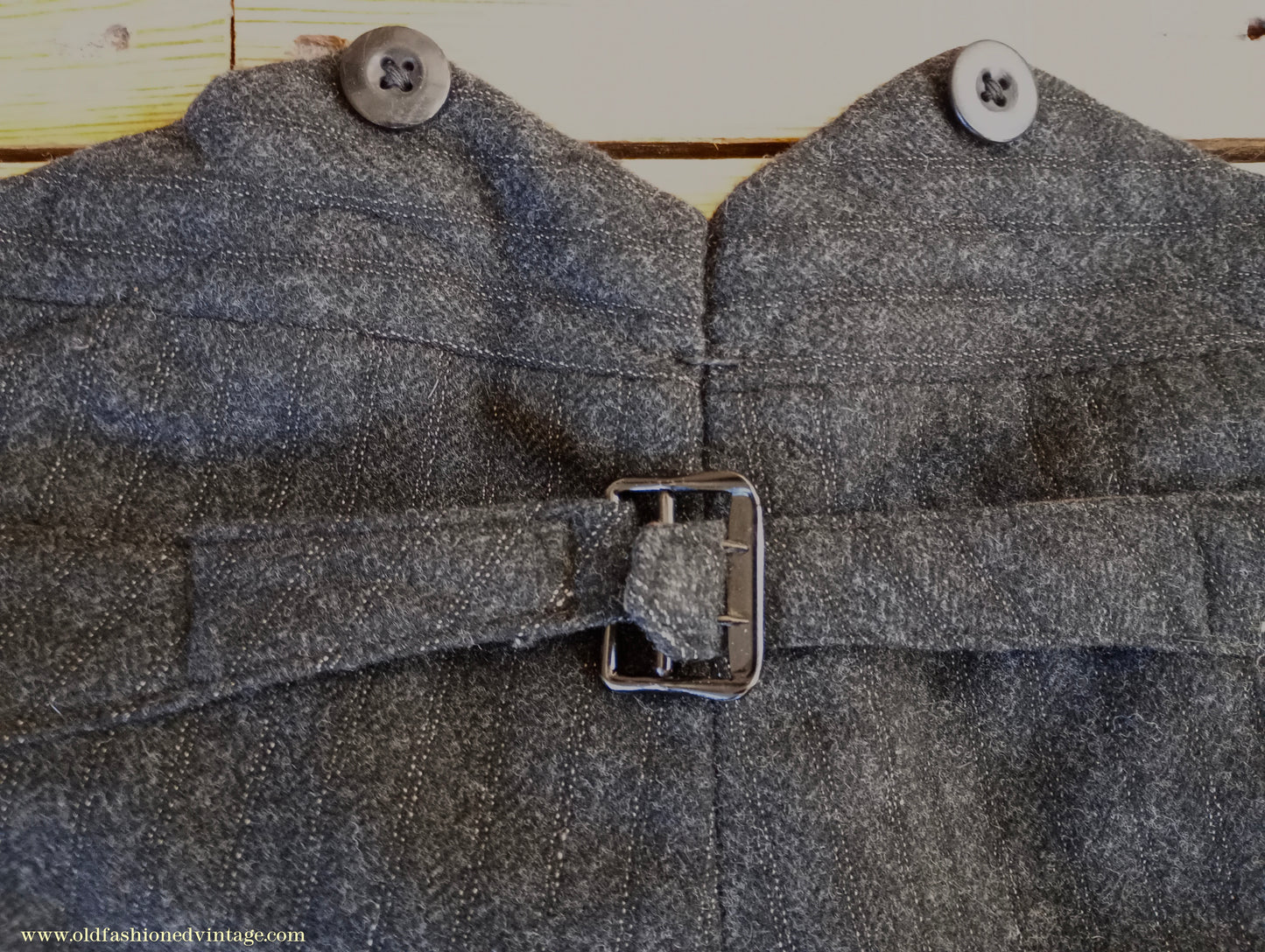 Vintage Mens 1910s 1920s Trousers Charcoal Grey Herringbone Wool Pants Shabby Distressed Workwear Edwardian 38"