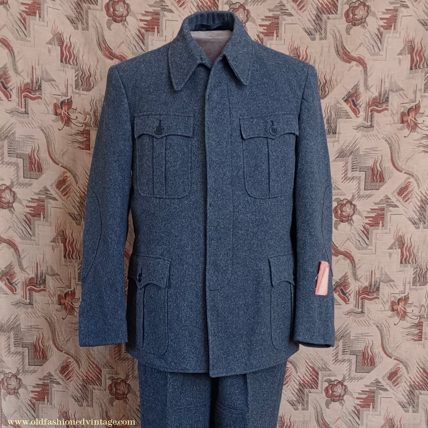 Vintage Mens NOS 1960s West German ZB Civil Defence Uniform Cold War Work Suit Jacket & Trousers Grey Wool 40" 42"