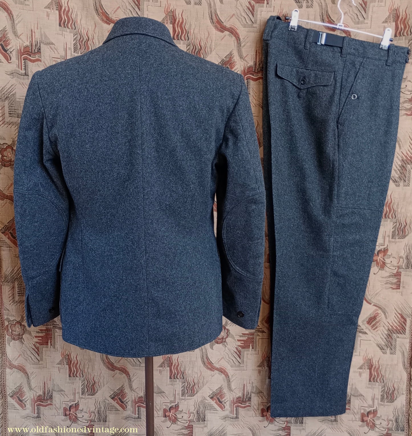 Vintage Mens NOS 1960s West German ZB Civil Defence Uniform Cold War Work Suit Jacket & Trousers Grey Wool 40" 42"