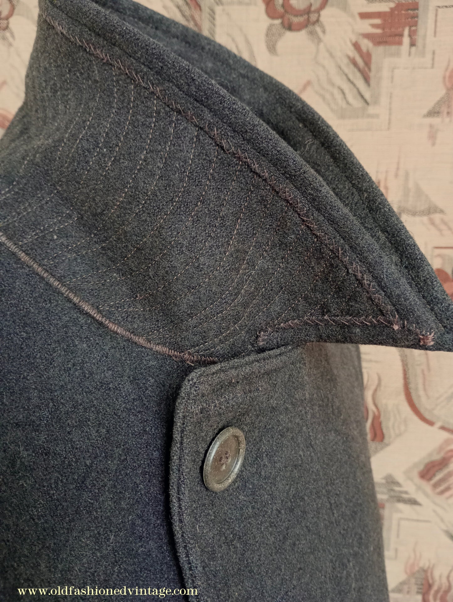 Vintage Mens Timeworn 1930s 1940s Back Belted Double Breasted Work Jacket Brown Wool 38"