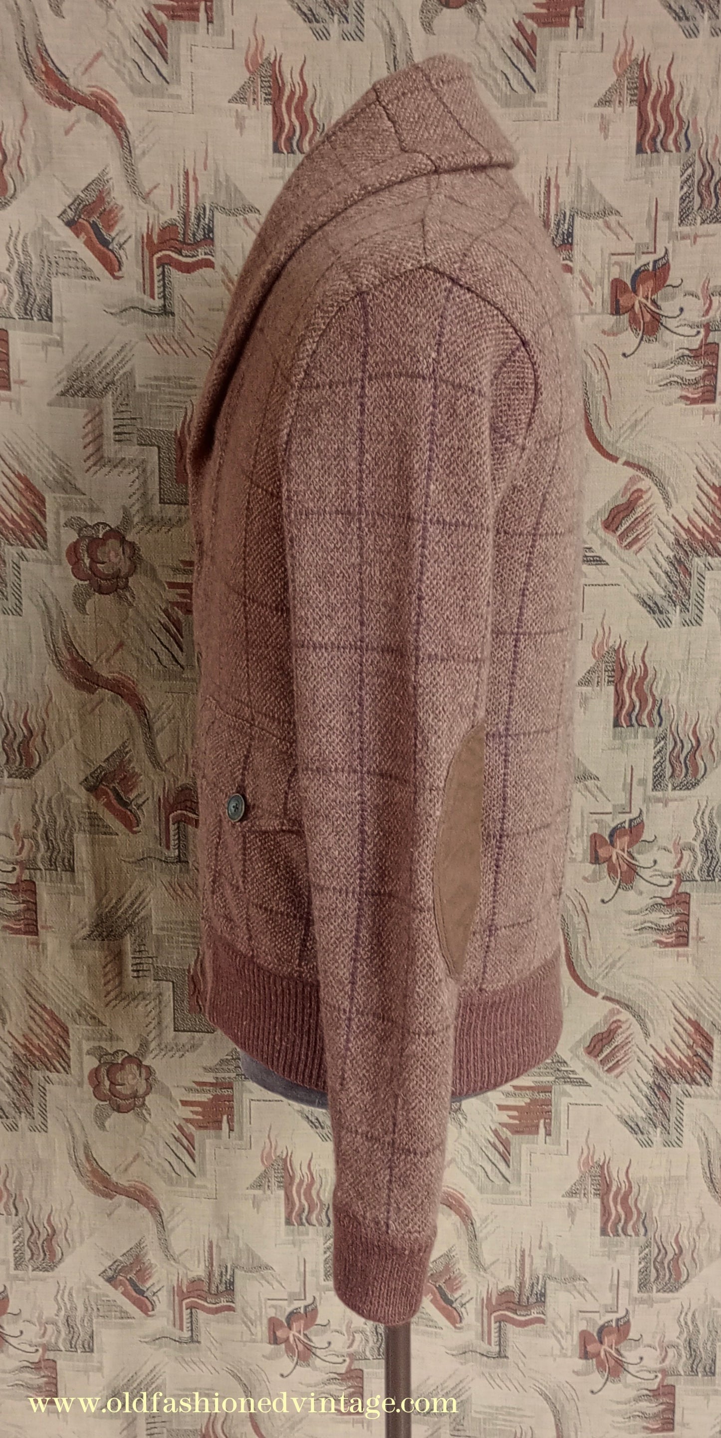 Mens Polo Ralph Lauren Shawl Collar Cardigan Sweater Jacket Brown Windowpane Check 1930s Vintage Style M