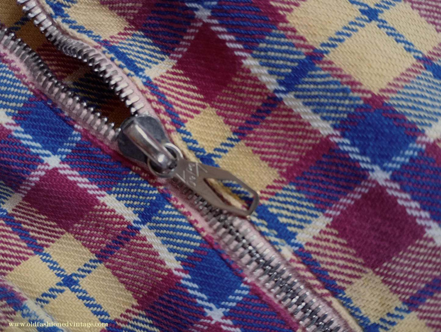 Vintage Mens 1930s 1940s German Zip Fastened Pullover Shirt Checked Cotton Flannel Overhead Tunic S