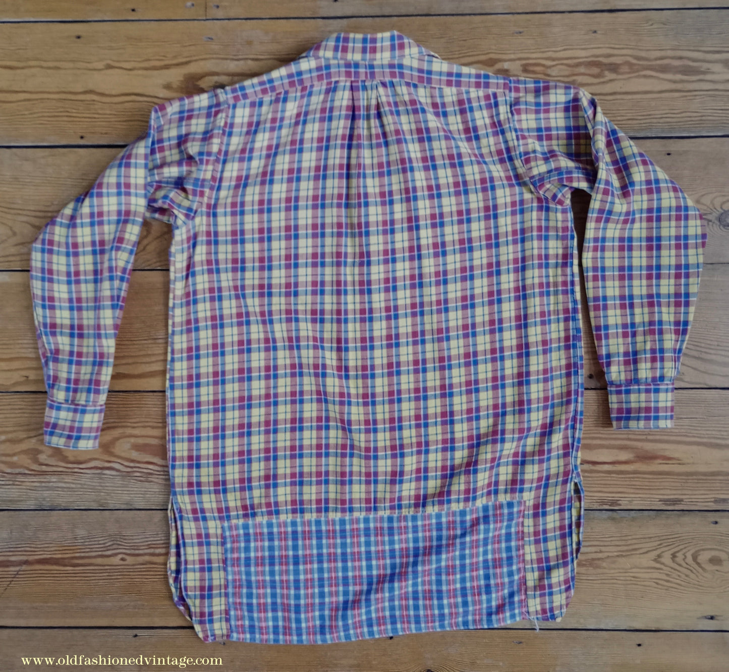 Vintage Mens 1930s 1940s German Zip Fastened Pullover Shirt Checked Cotton Flannel Overhead Tunic S