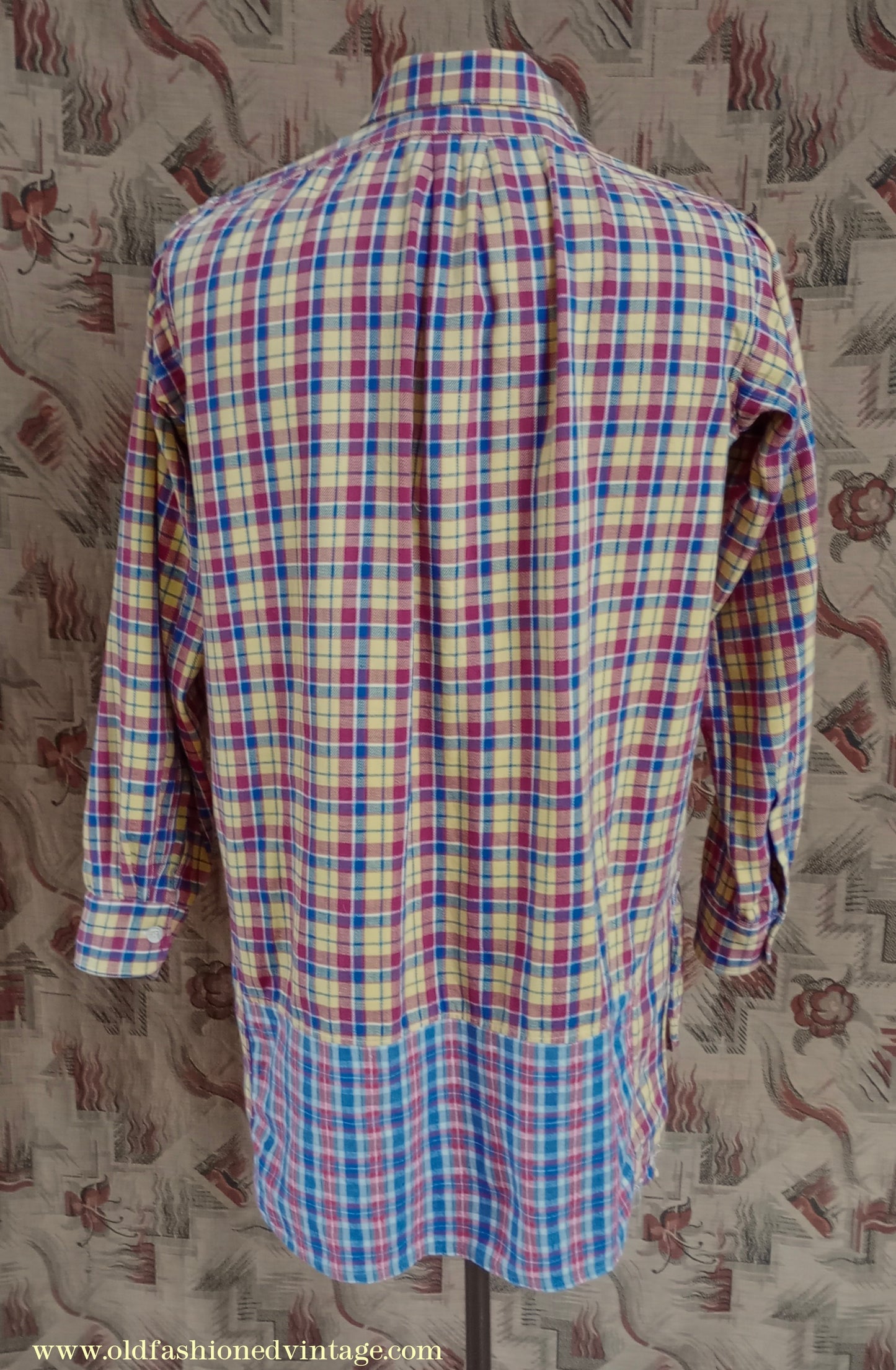 Vintage Mens 1930s 1940s German Zip Fastened Pullover Shirt Checked Cotton Flannel Overhead Tunic S