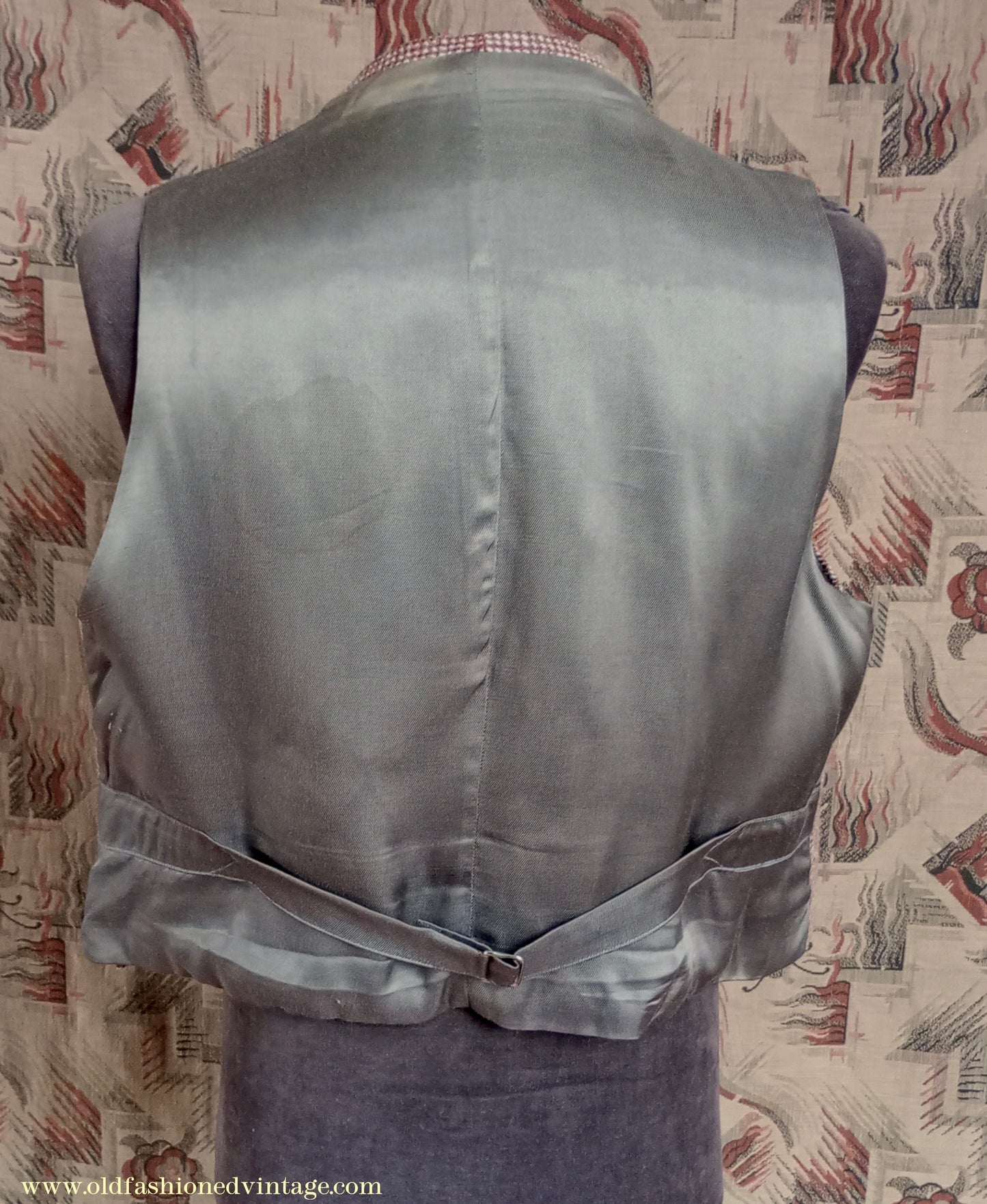 Vintage Mens 1940s Tweed Waistcoat Brown Check Bespoke Tailored Flap Pockets 44"