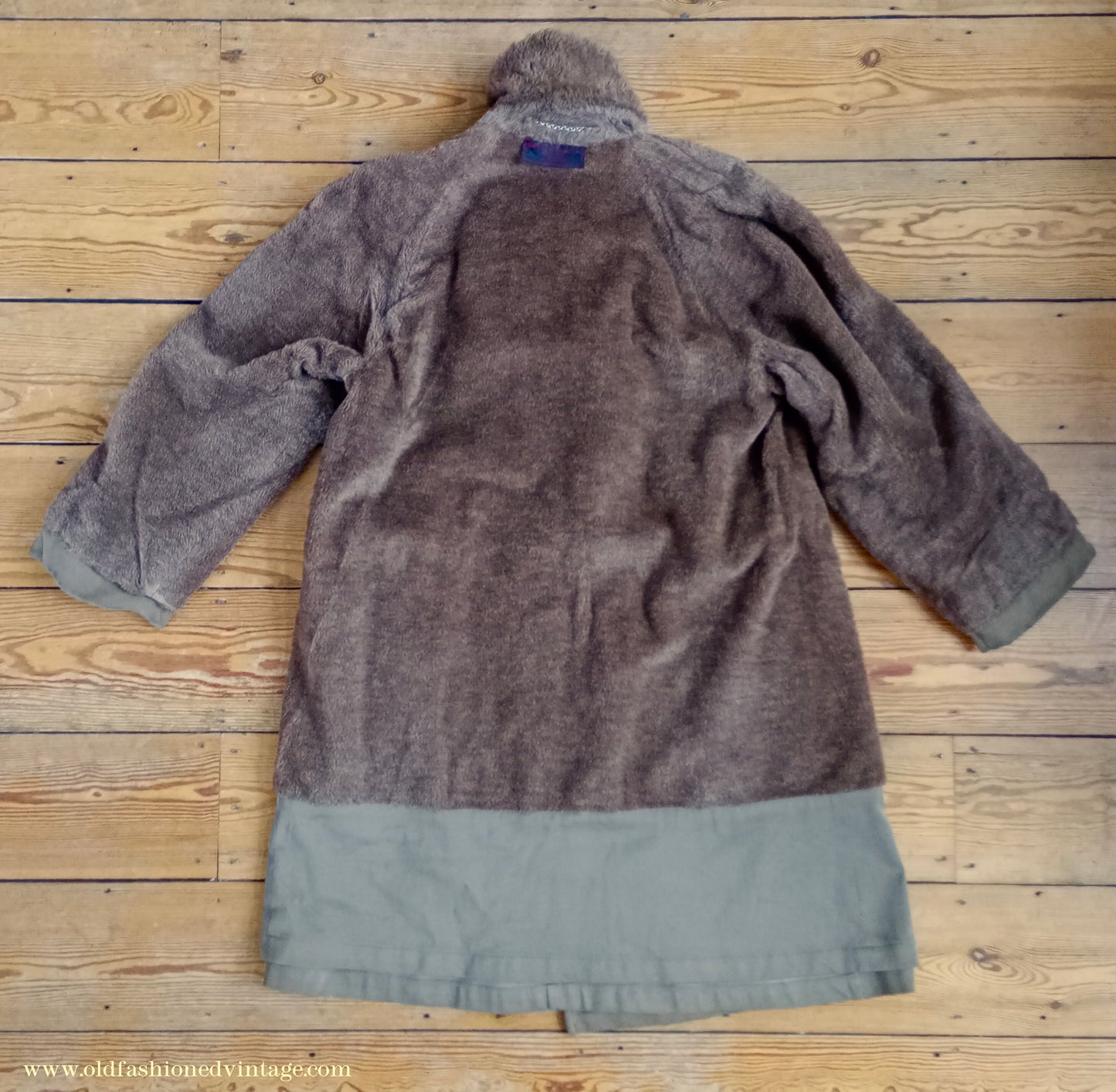 Vintage 1940s Mens Storm Coat Double Breasted Raglan Overcoat Alpaca Pile Teddy Bear Faux Fur Collar & Lining Small