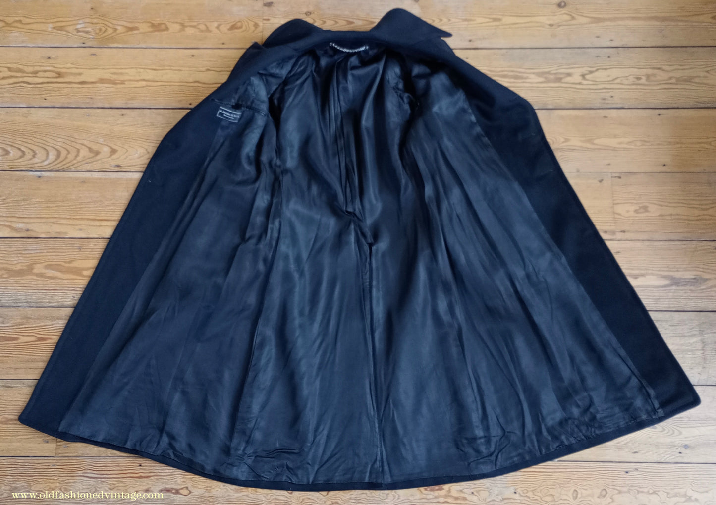 Vintage Mens 1940s BOAC Uniform Greatcoat Black Wool Double Breasted Belted Overcoat Coat British Overseas Airways
