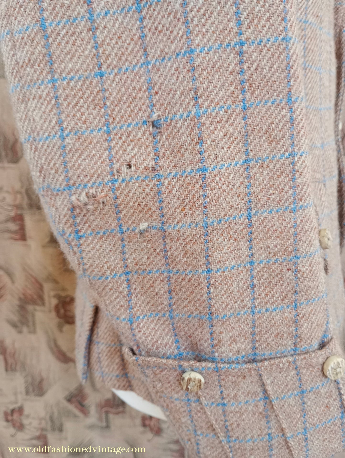 Vintage Mens 1930s Tweed Argyll Kilt Jacket & Waistcoat Set Ginger Windowpane Check Wool Tailored Traditional Scottish Sports Coat 36"