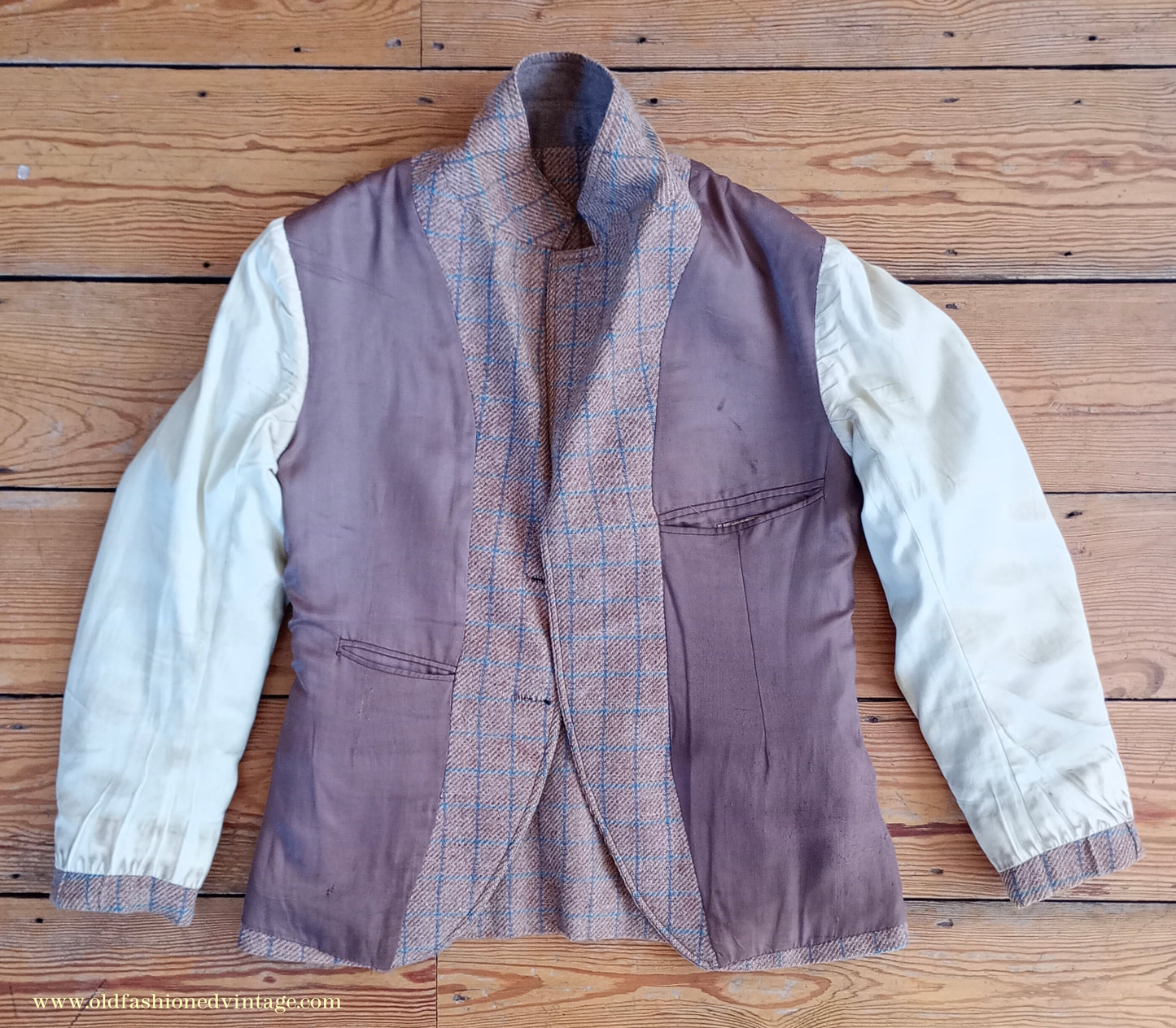 Vintage Mens 1930s Tweed Argyll Kilt Jacket & Waistcoat Set Ginger Windowpane Check Wool Tailored Traditional Scottish Sports Coat 36"