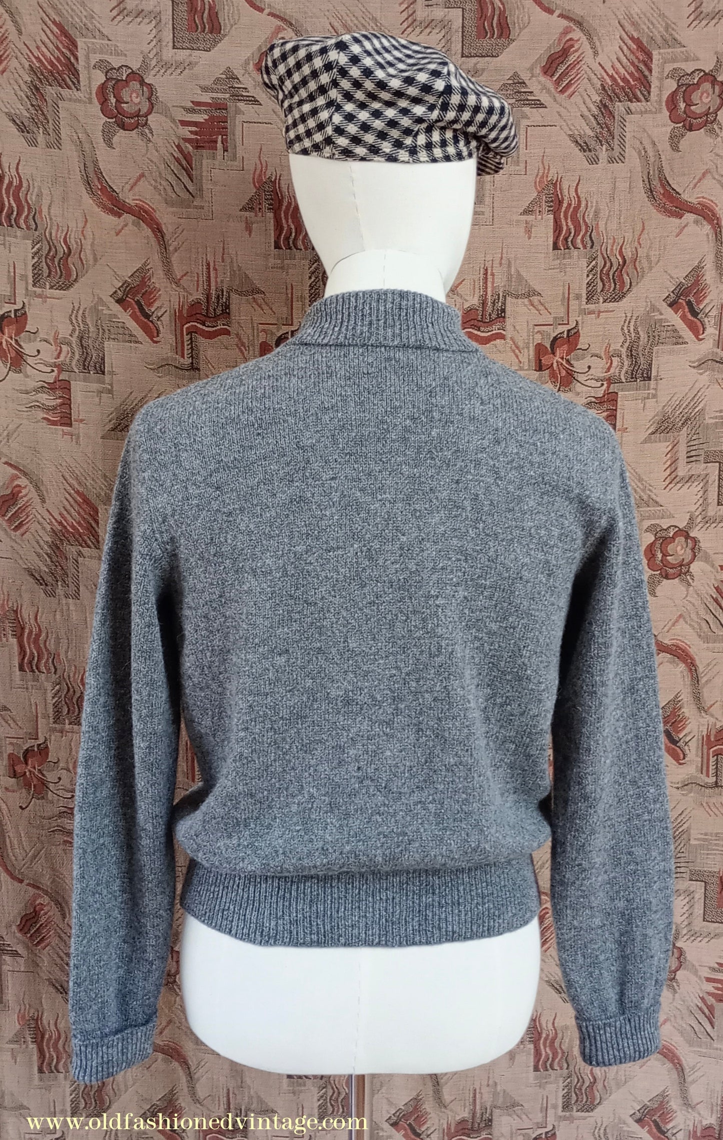 Old Fashioned Garments Vintage Reproduction 1940s Mens Zip Neck Jumper Polo Collar Sweater Lumberjacket Medium