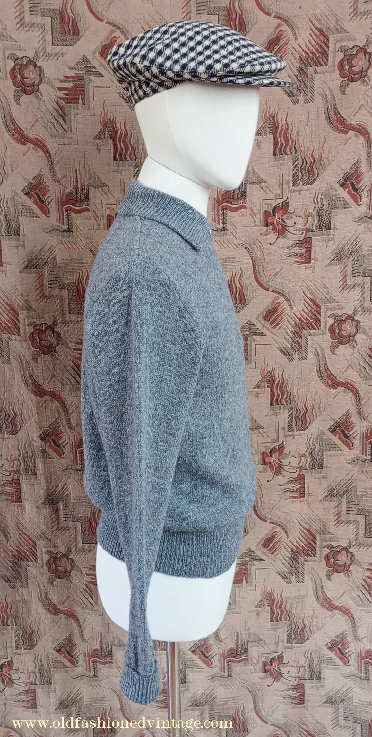 Old Fashioned Garments Vintage Reproduction 1940s Mens Zip Neck Jumper Polo Collar Sweater Lumberjacket Medium