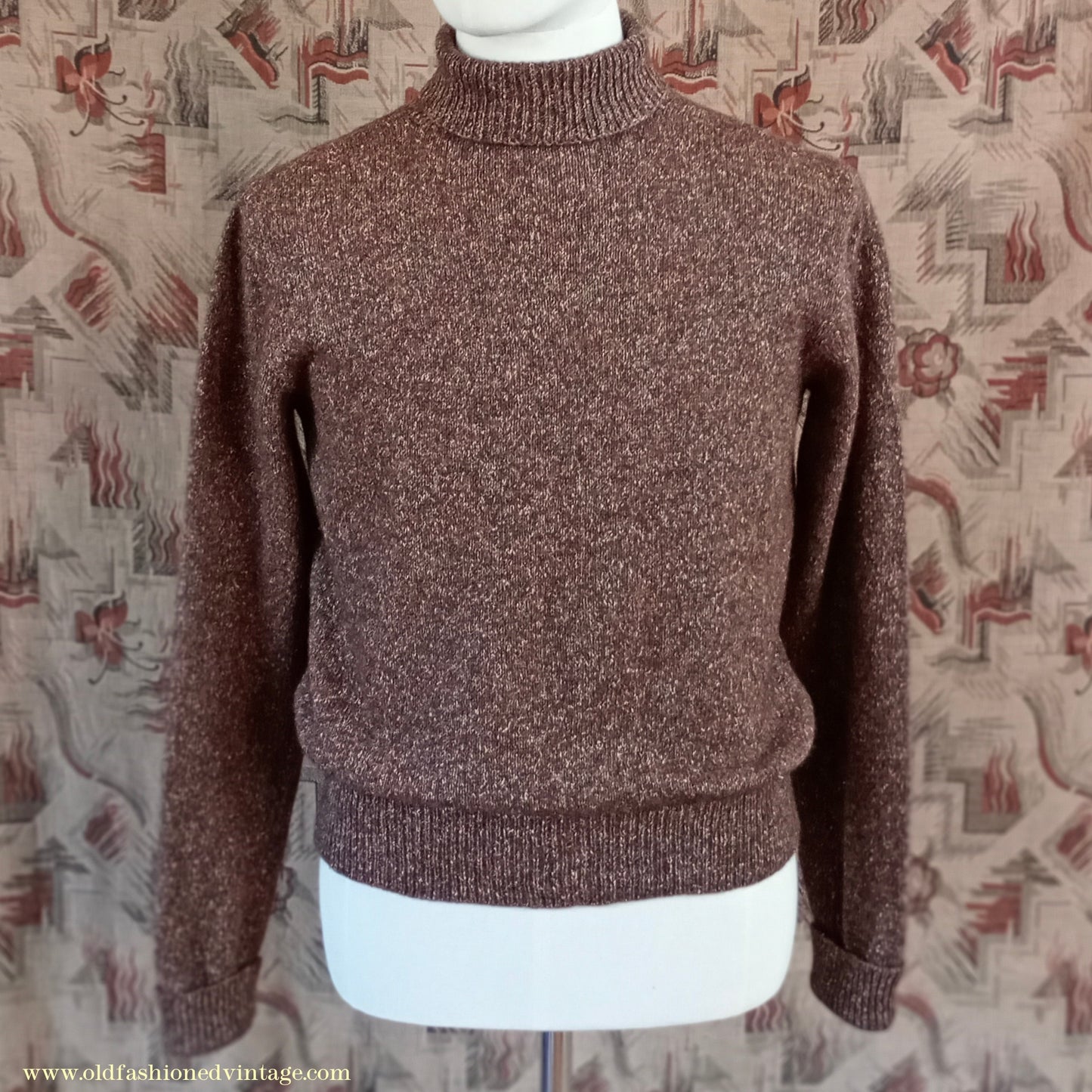 Old Fashioned Garments Vintage Reproduction 1930s 1940s Mens Roll Neck Jumper Polo Turtle Sweater Medium