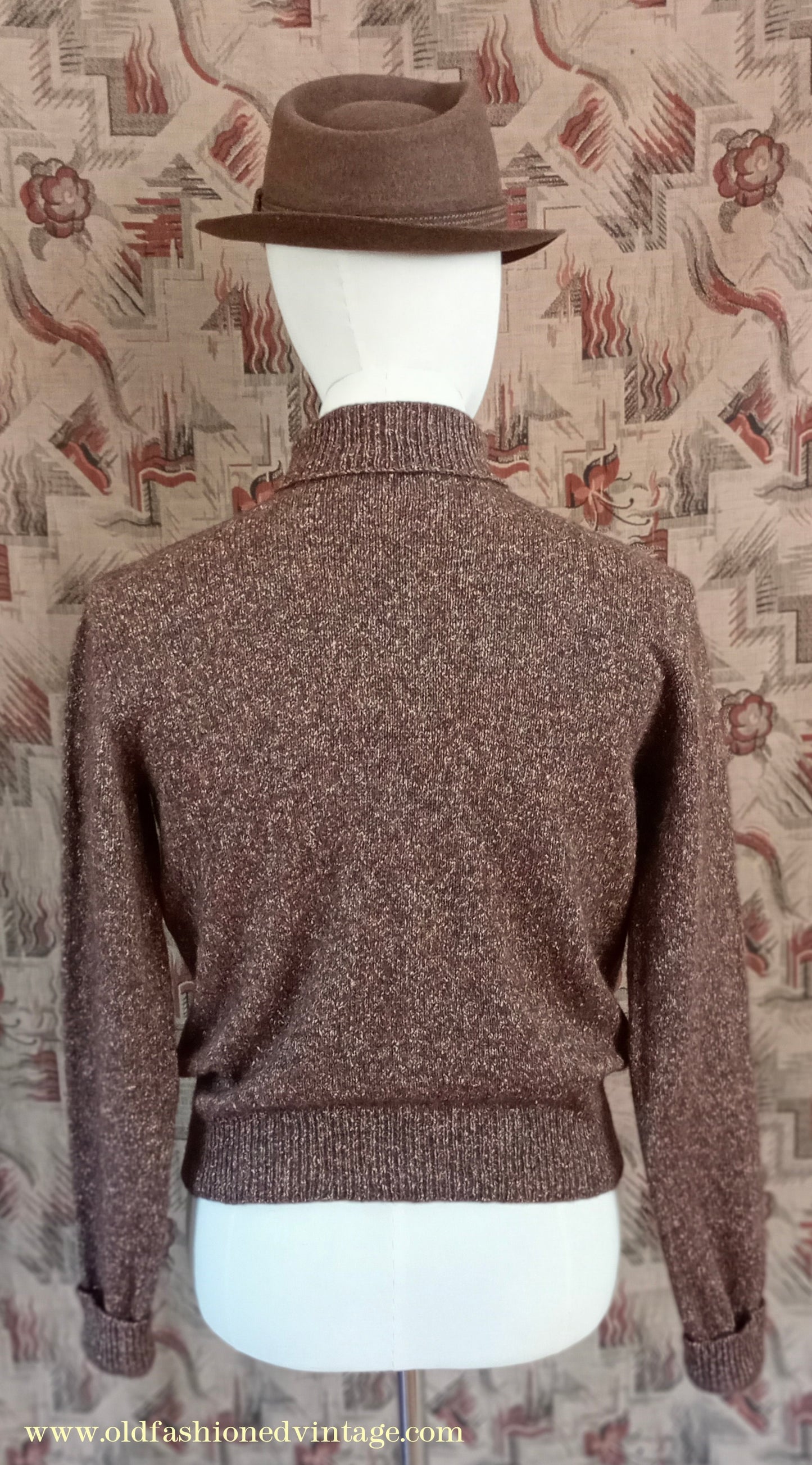 Old Fashioned Garments Vintage Reproduction 1930s 1940s Mens Roll Neck Jumper Polo Turtle Sweater Medium