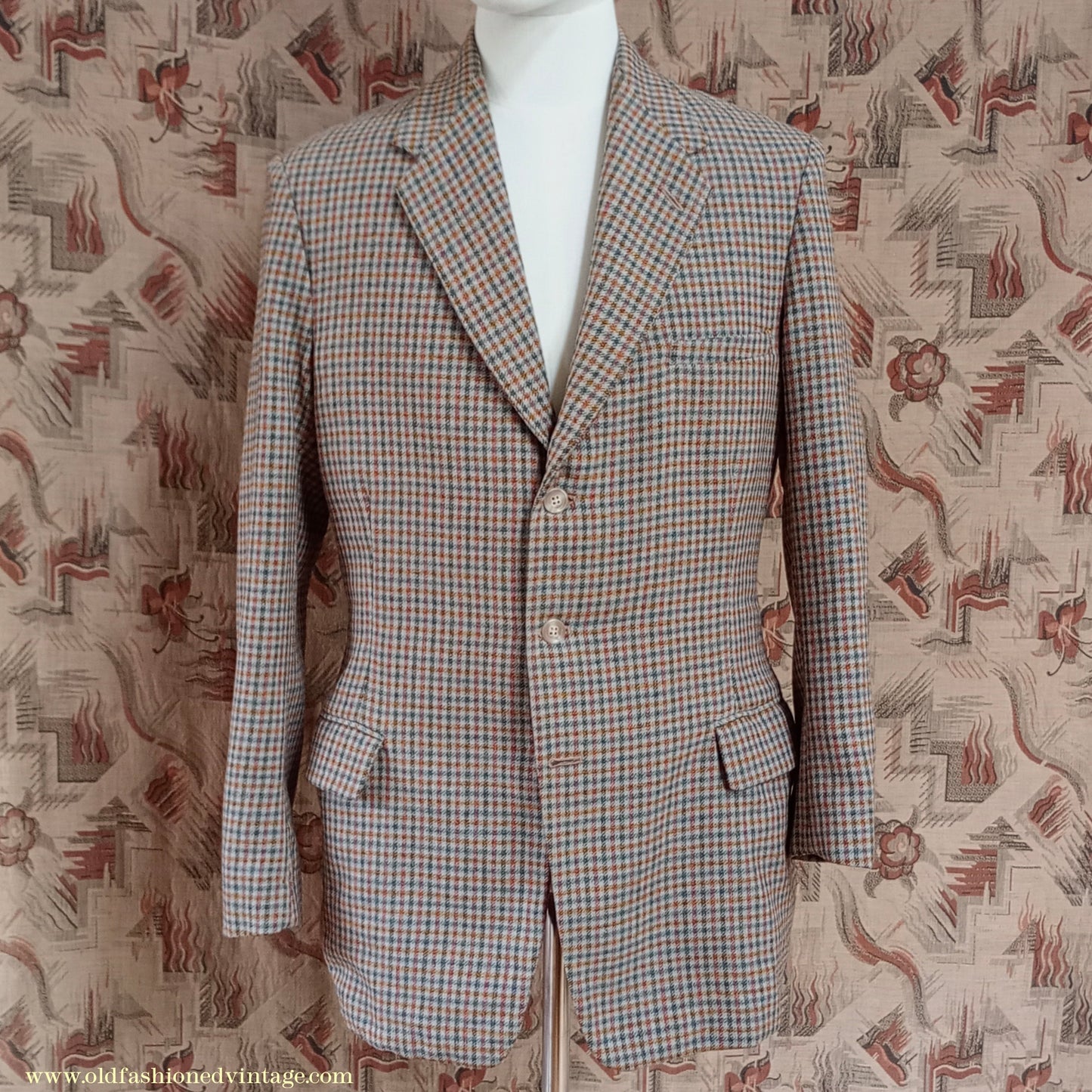 Vintage Mens 1950s Burtons Irish Tweed Sports Jacket Taupe Checked 38"