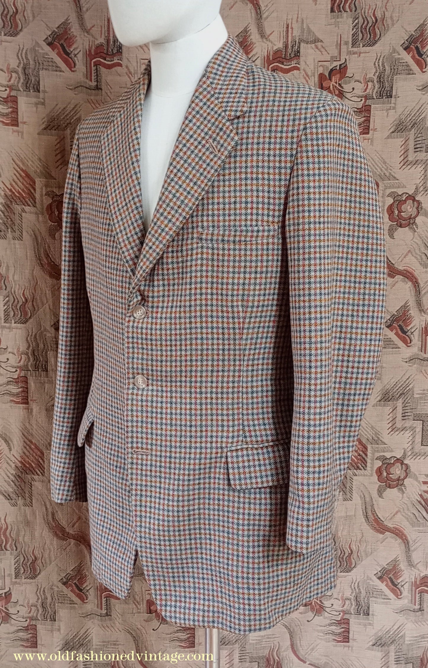 Vintage Mens 1950s Burtons Irish Tweed Sports Jacket Taupe Checked 38"