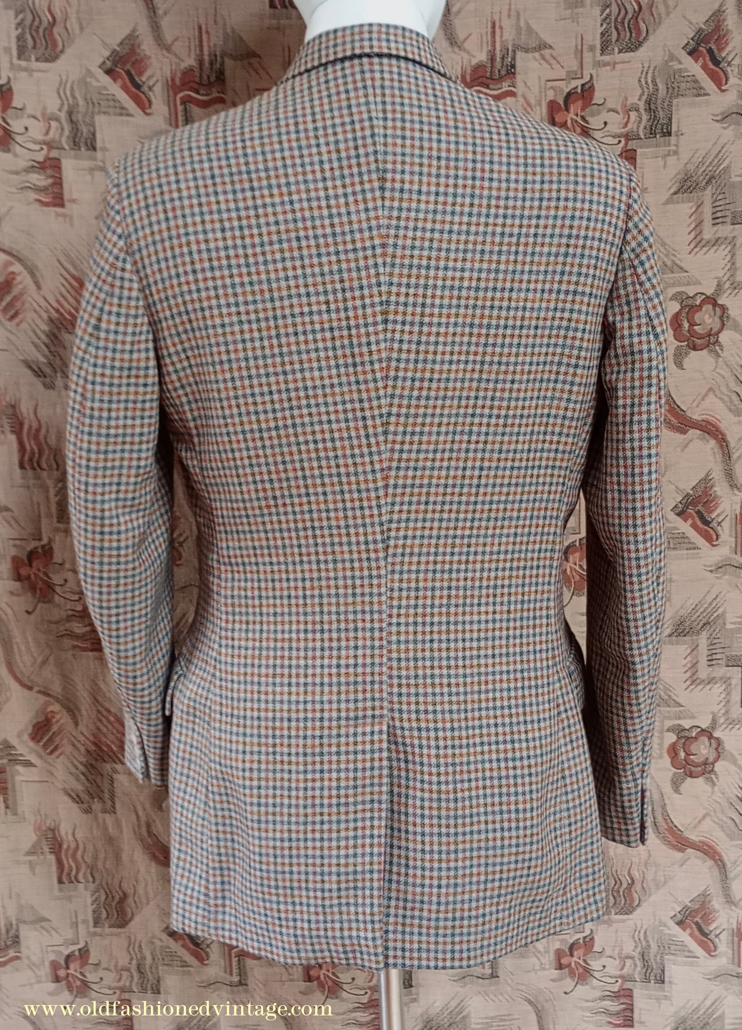 Vintage Mens 1950s Burtons Irish Tweed Sports Jacket Taupe Checked 38"