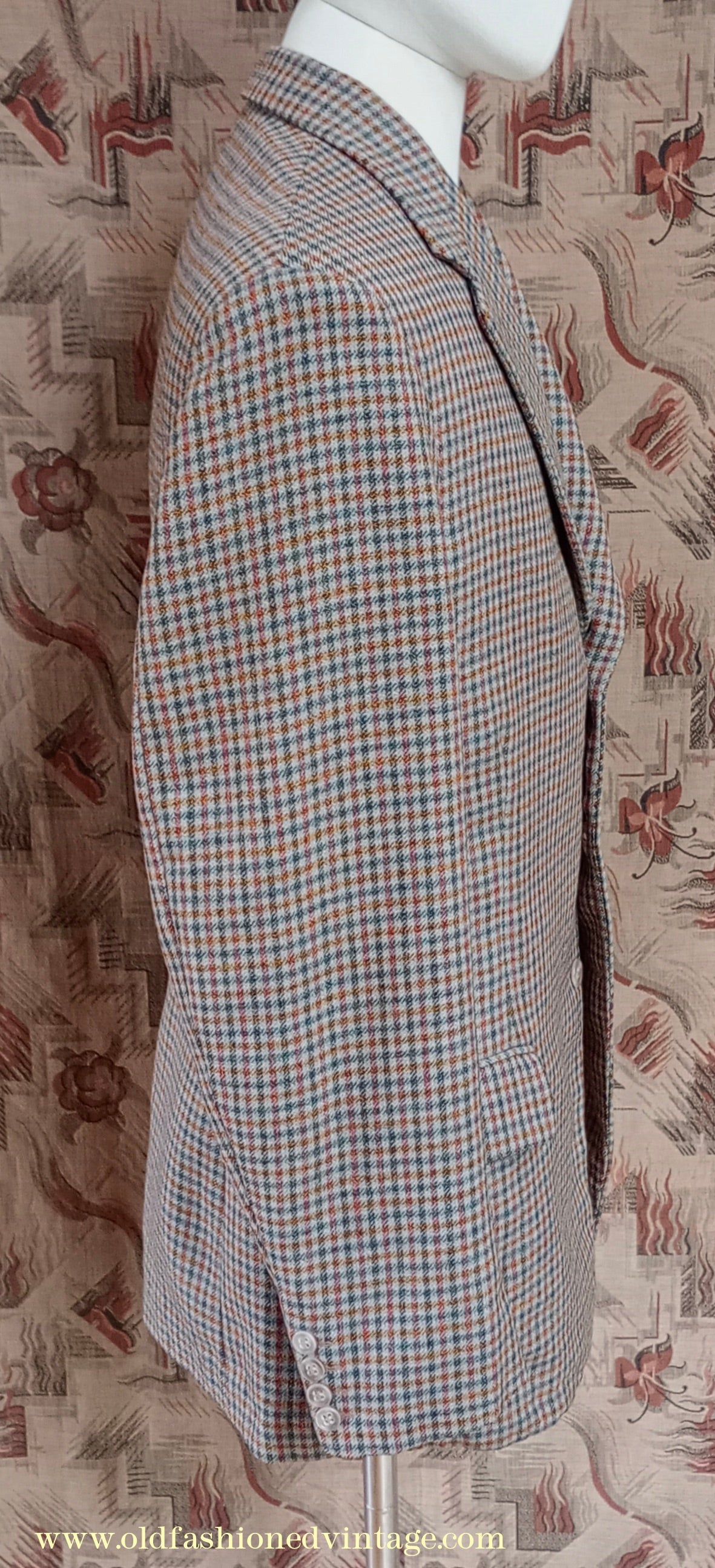 Vintage Mens 1950s Burtons Irish Tweed Sports Jacket Taupe Checked 38"