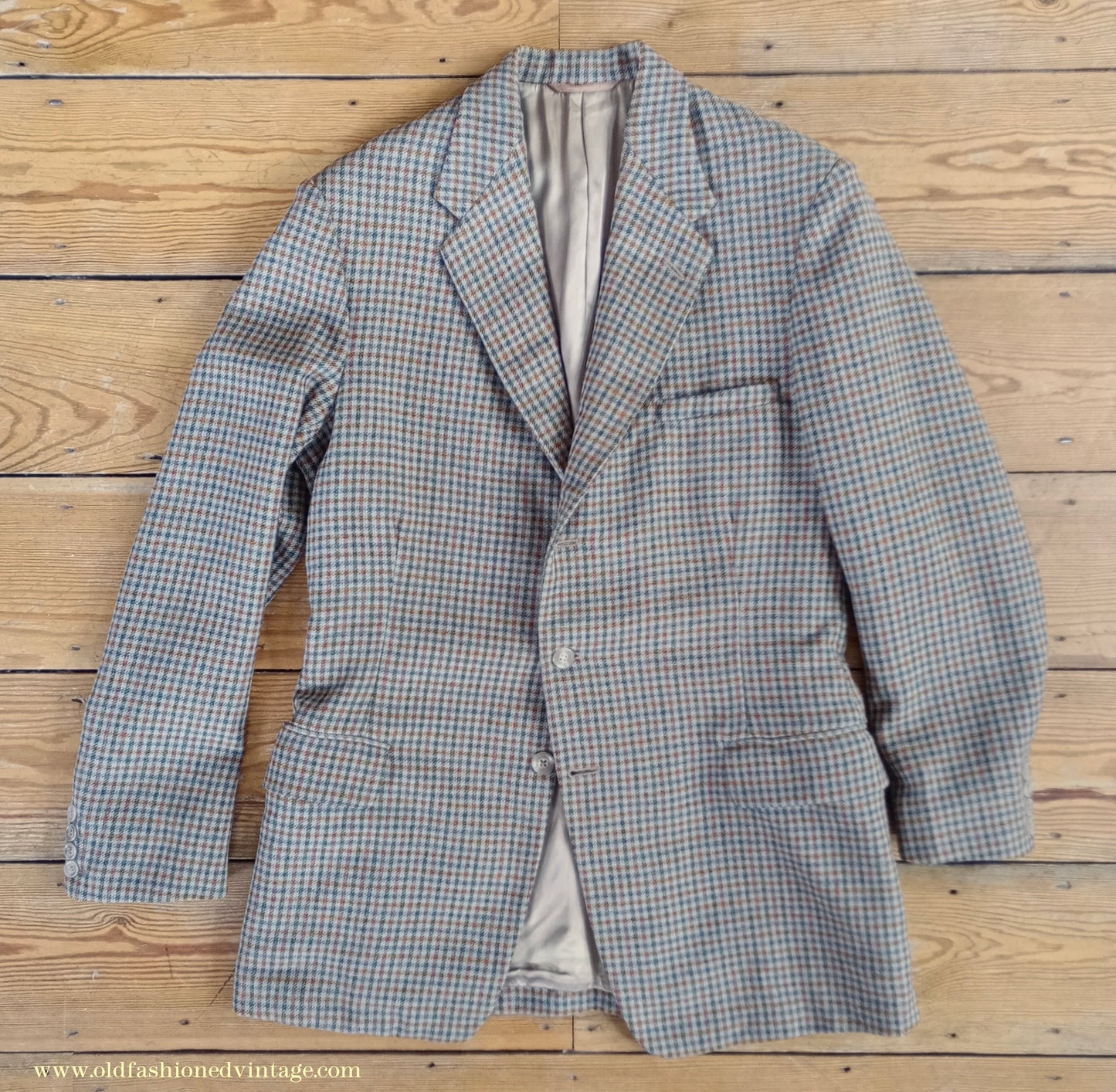 Vintage Mens 1950s Burtons Irish Tweed Sports Jacket Taupe Checked 38"