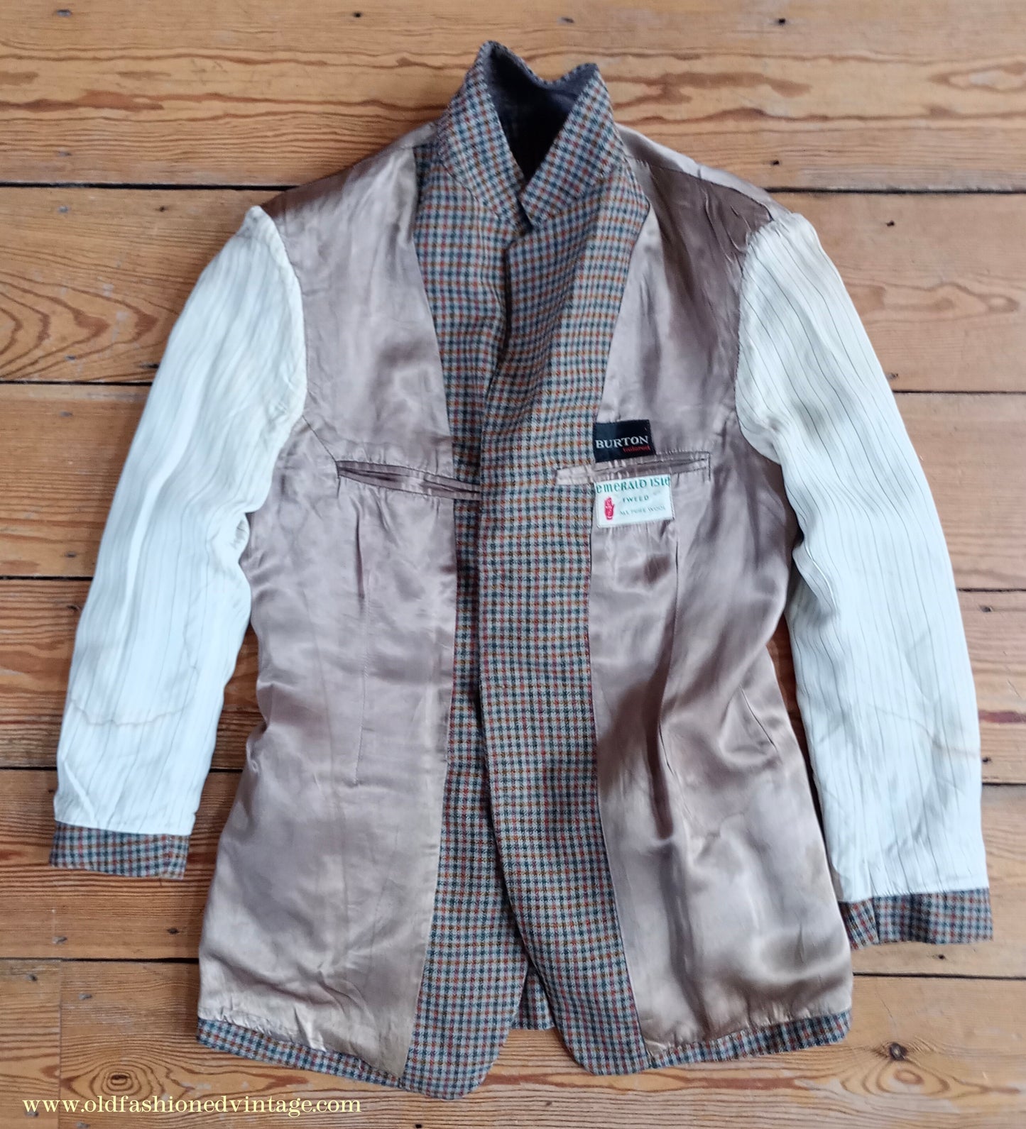 Vintage Mens 1950s Burtons Irish Tweed Sports Jacket Taupe Checked 38"