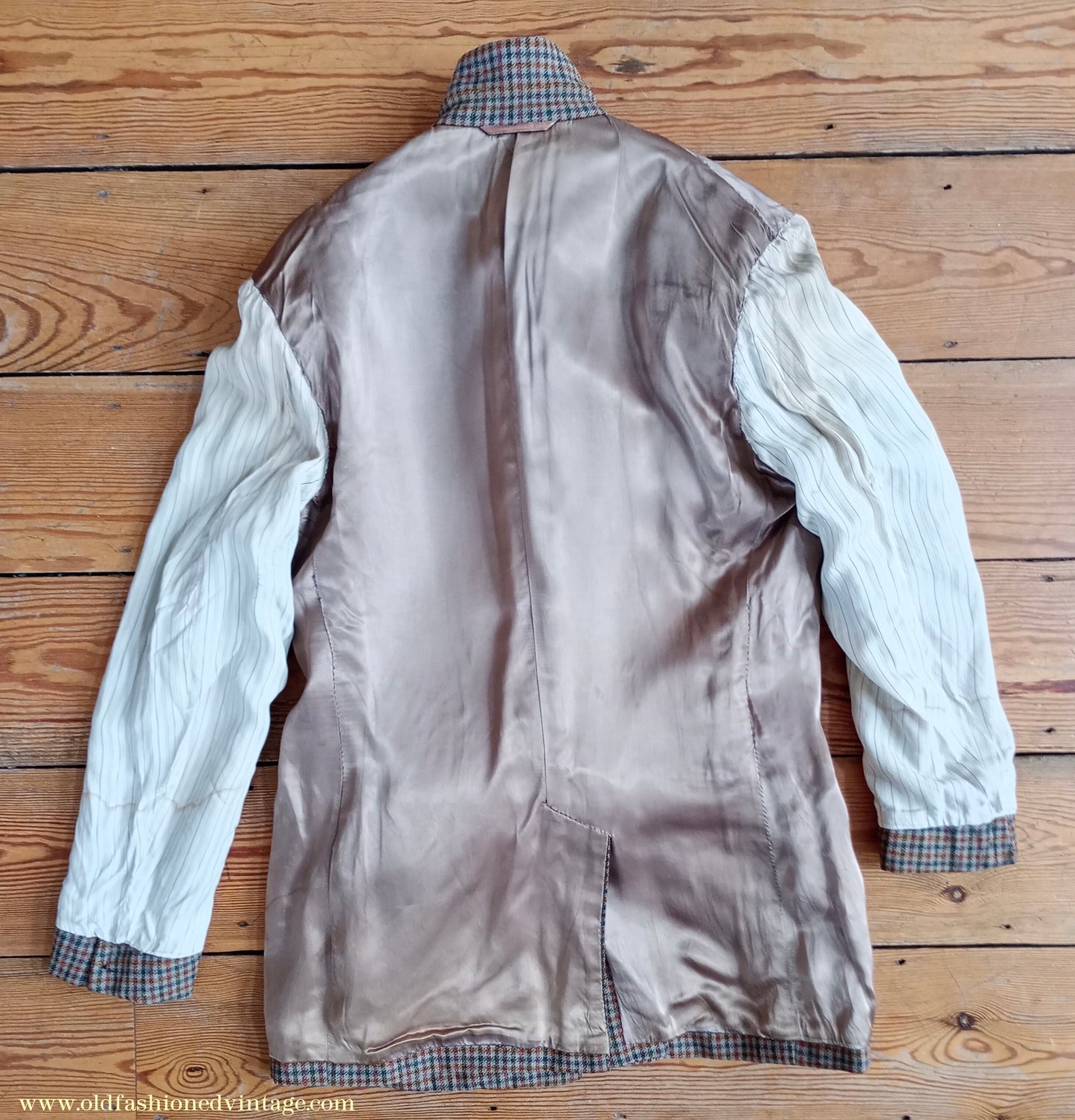 Vintage Mens 1950s Burtons Irish Tweed Sports Jacket Taupe Checked 38"