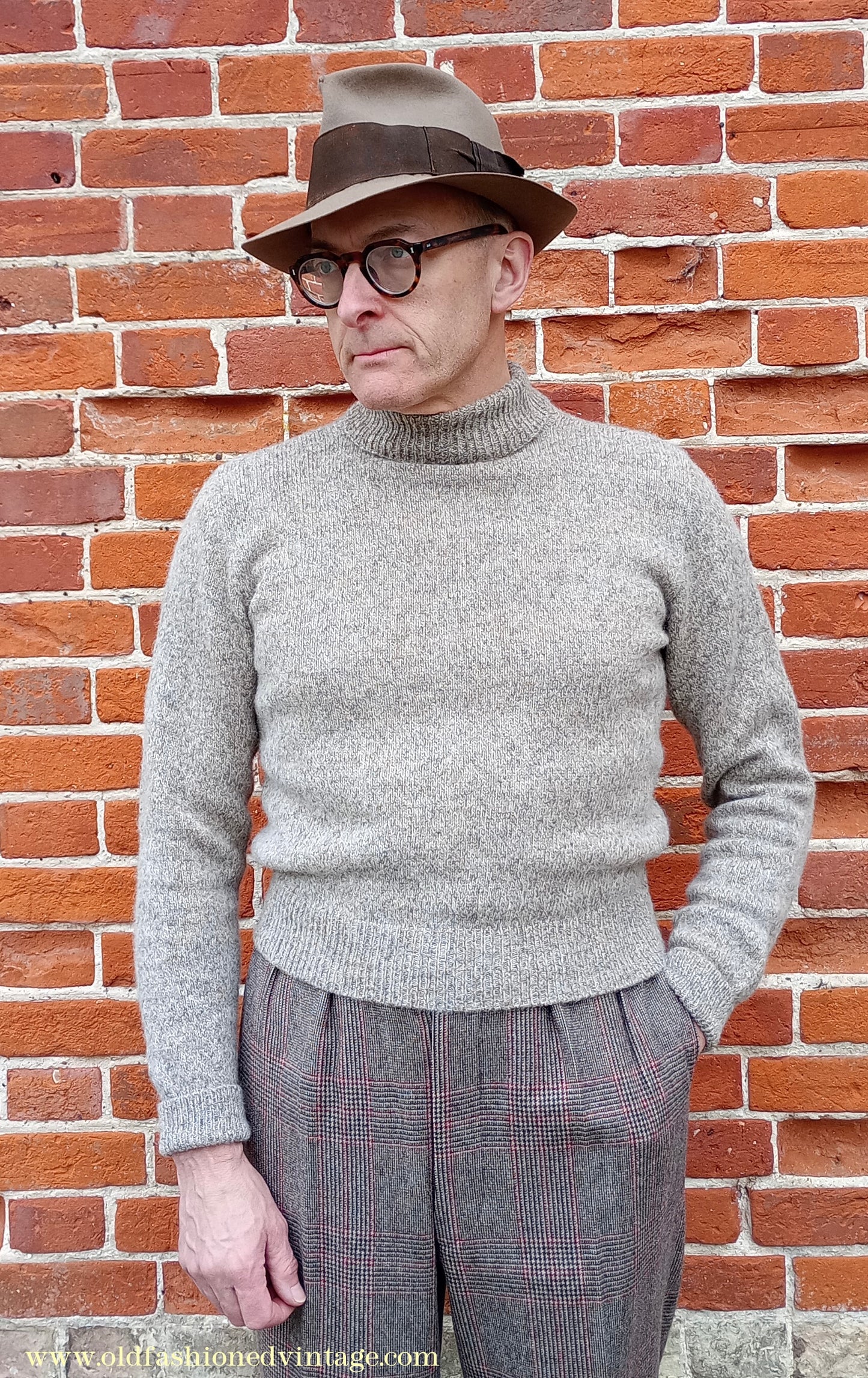 Old Fashioned Garments Vintage Reproduction 1930s 1940s Mens Roll Neck Jumper Polo Turtle Sweater Small
