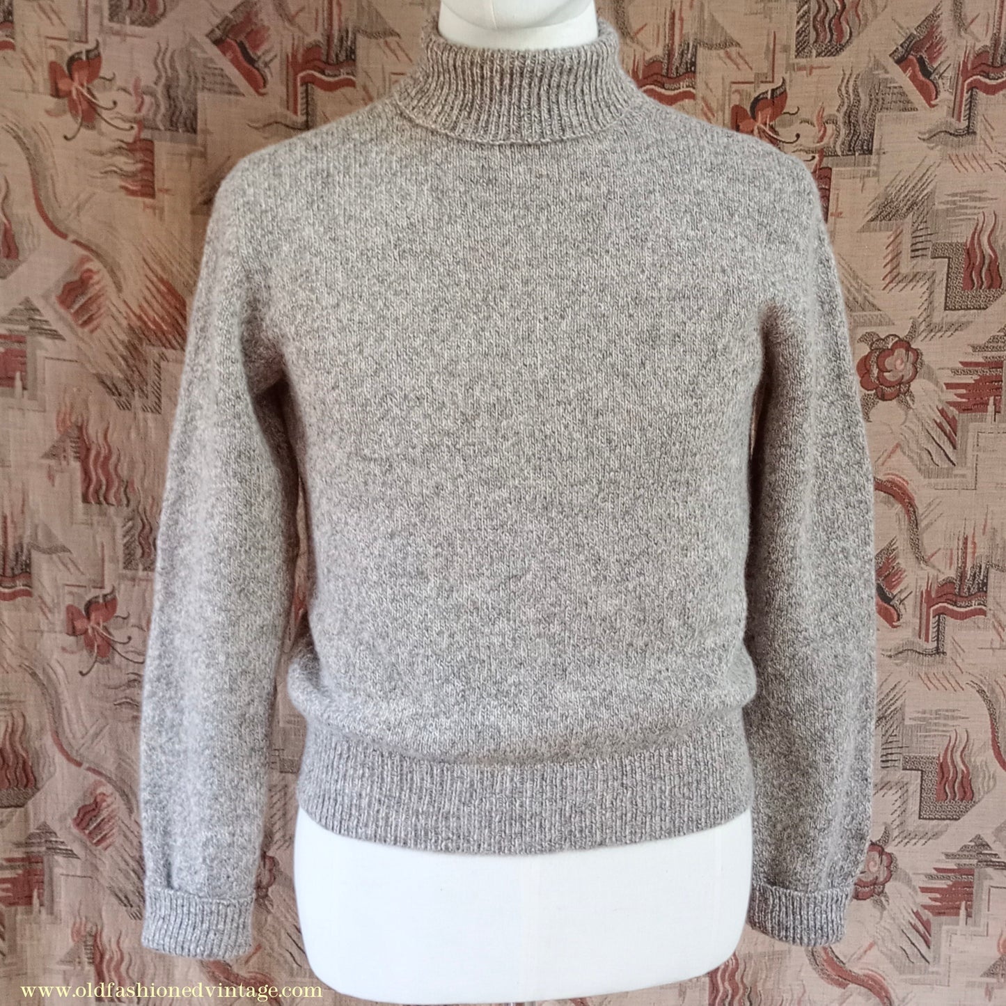 Old Fashioned Garments Vintage Reproduction 1930s 1940s Mens Roll Neck Jumper Polo Turtle Sweater Small