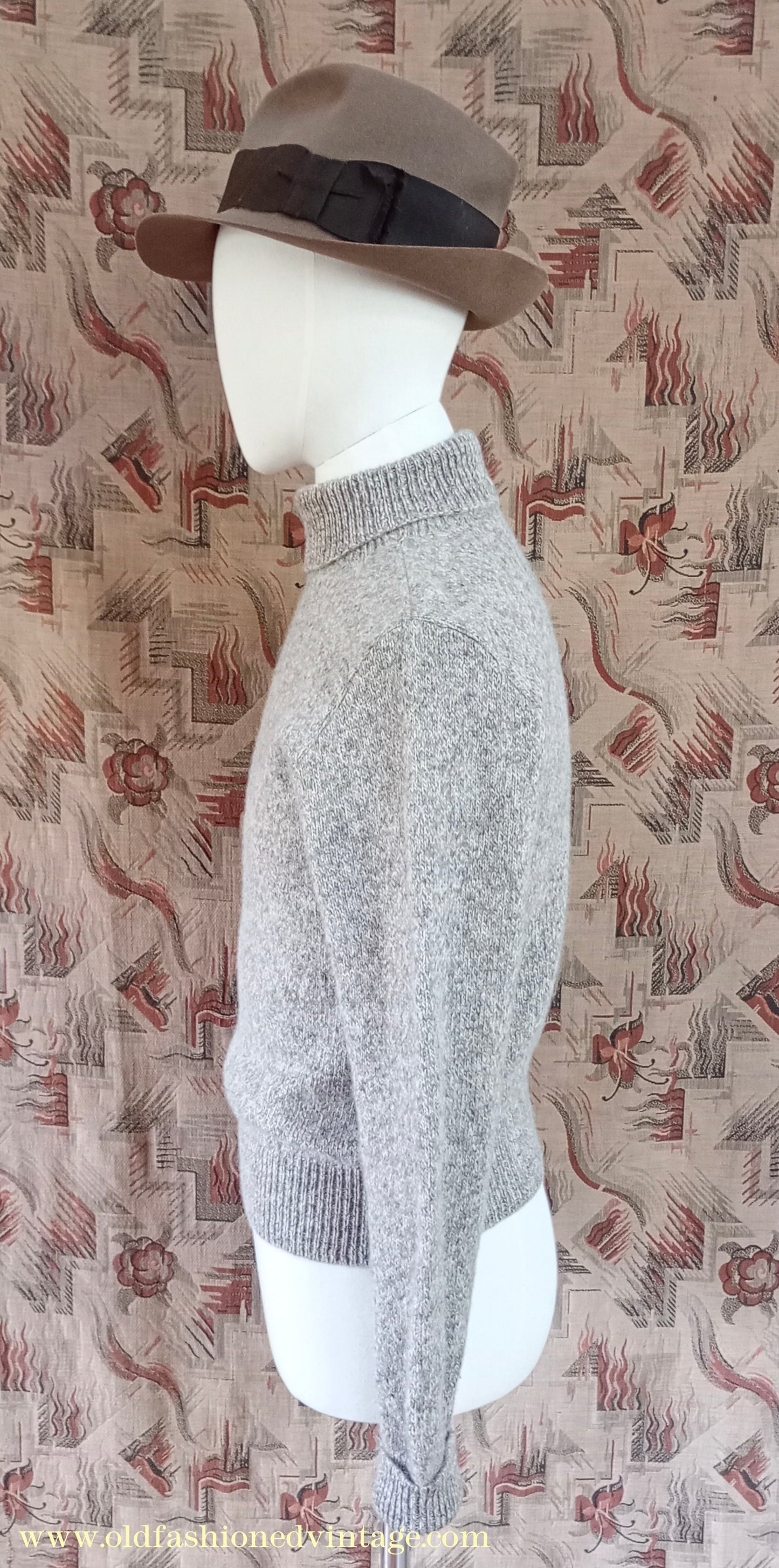 Old Fashioned Garments Vintage Reproduction 1930s 1940s Mens Roll Neck Jumper Polo Turtle Sweater Small