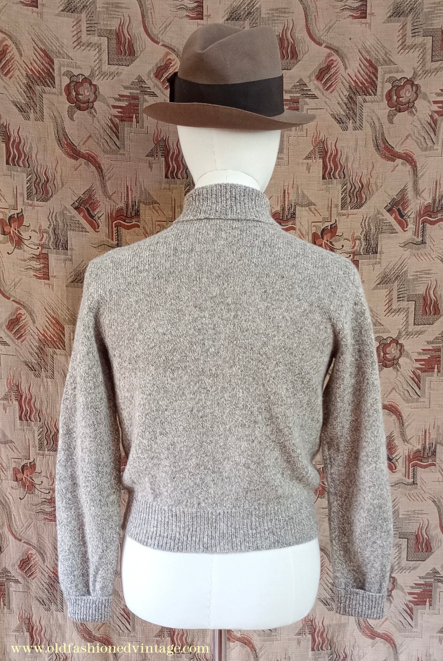 Old Fashioned Garments Vintage Reproduction 1930s 1940s Mens Roll Neck Jumper Polo Turtle Sweater Small