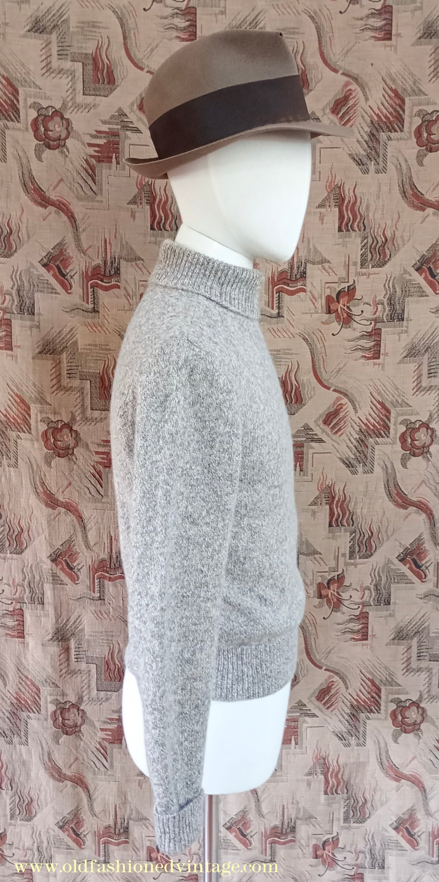 Old Fashioned Garments Vintage Reproduction 1930s 1940s Mens Roll Neck Jumper Polo Turtle Sweater Small