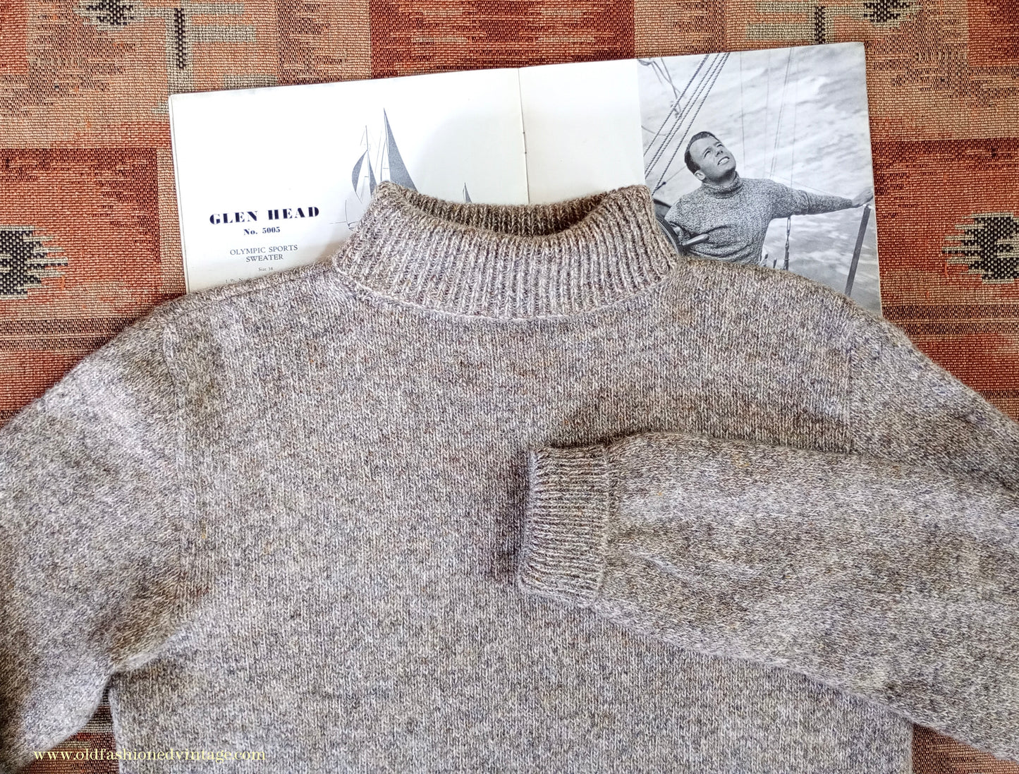 Old Fashioned Garments Vintage Reproduction 1930s 1940s Mens Roll Neck Jumper Polo Turtle Sweater Small