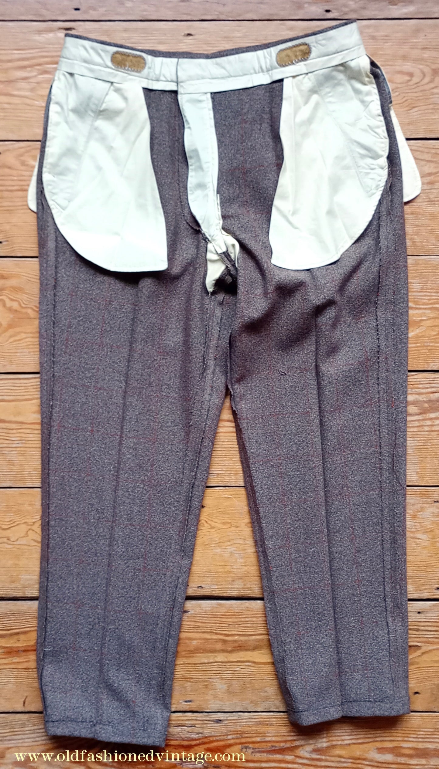 Vintage Mens 1960s DAKS Simpson Tweed Suit Olive Brown Orange Windowpane Wool 2 Piece 44"
