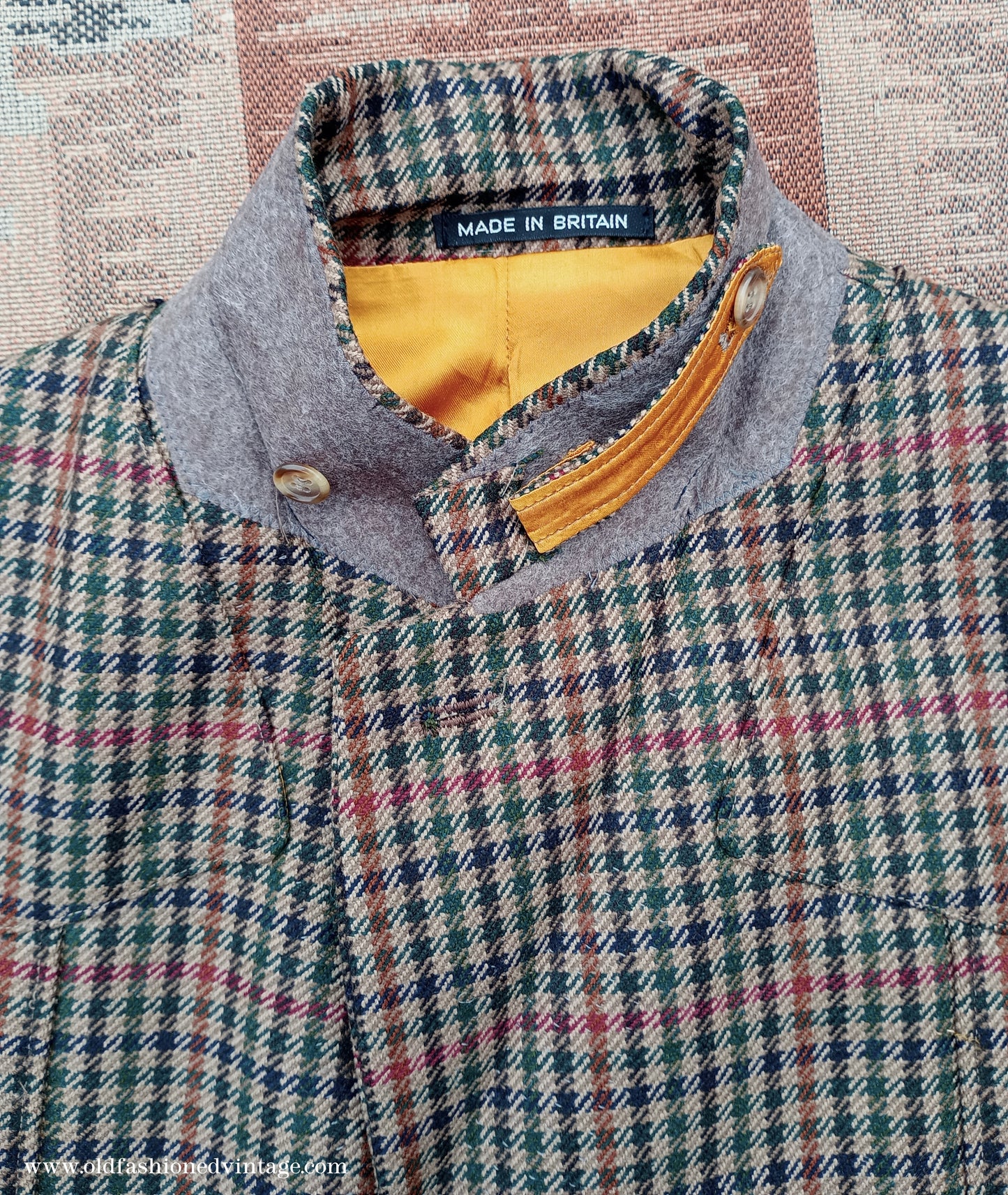 Mens John Brocklehurst Norfolk Tweed Country Belted Jacket Brown Checked Plaid Wool 42"