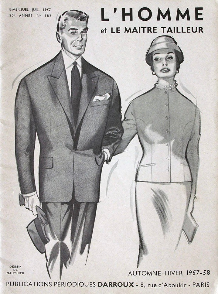 Vintage Mens 1950s Italian Bespoke 2 Piece Suit Grey Wool Rope Chalk Stripe Single Breasted 38"