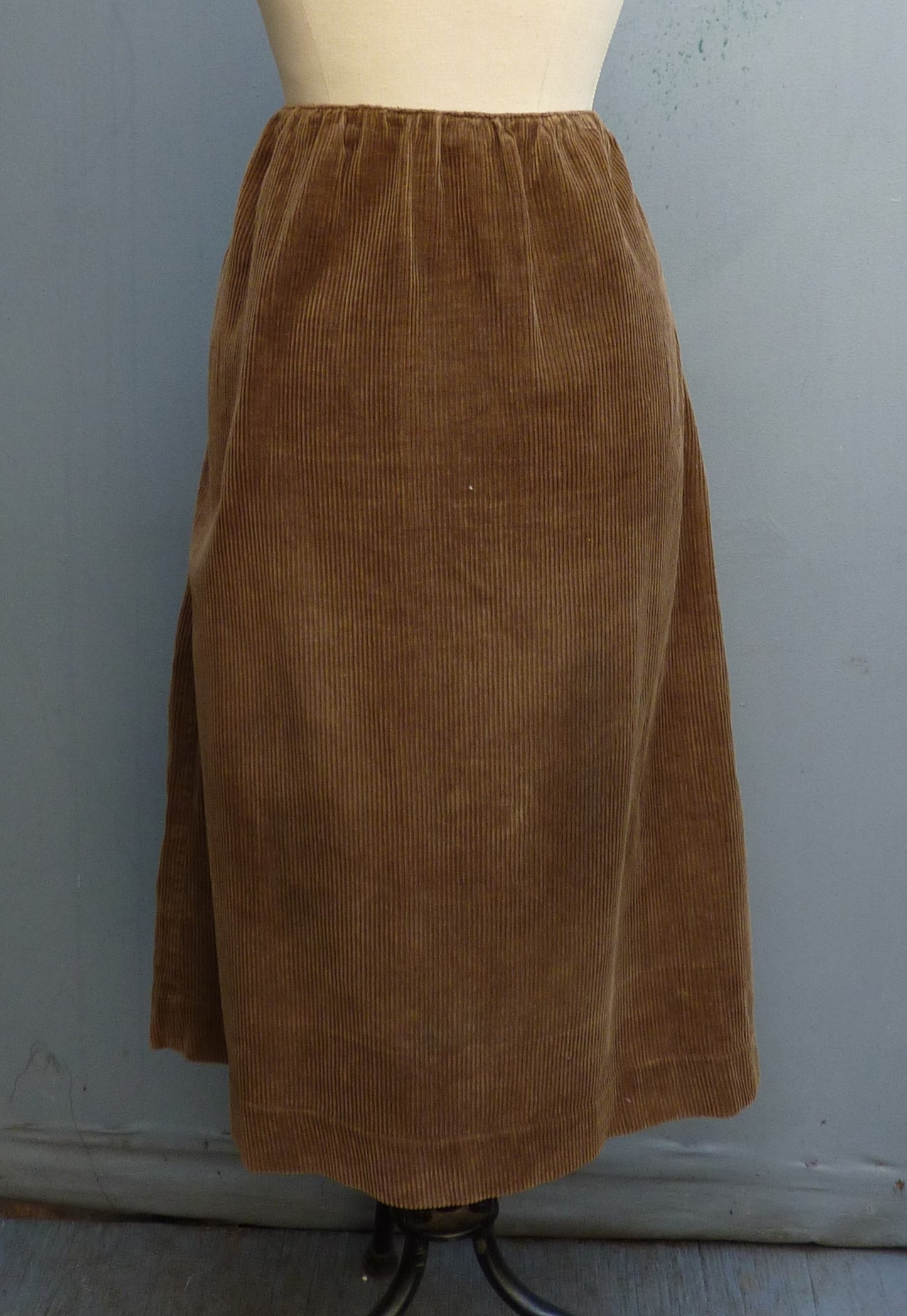 Original Vintage 1950s Skirt High Waist Brown Corduroy UK S