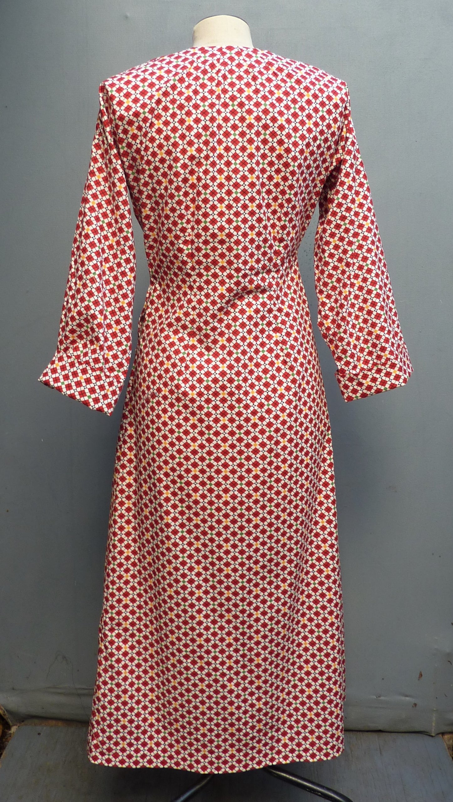 Vintage Reproduction 1930s Dress Printed Cotton Handmade From Original 30s Pattern UK XS