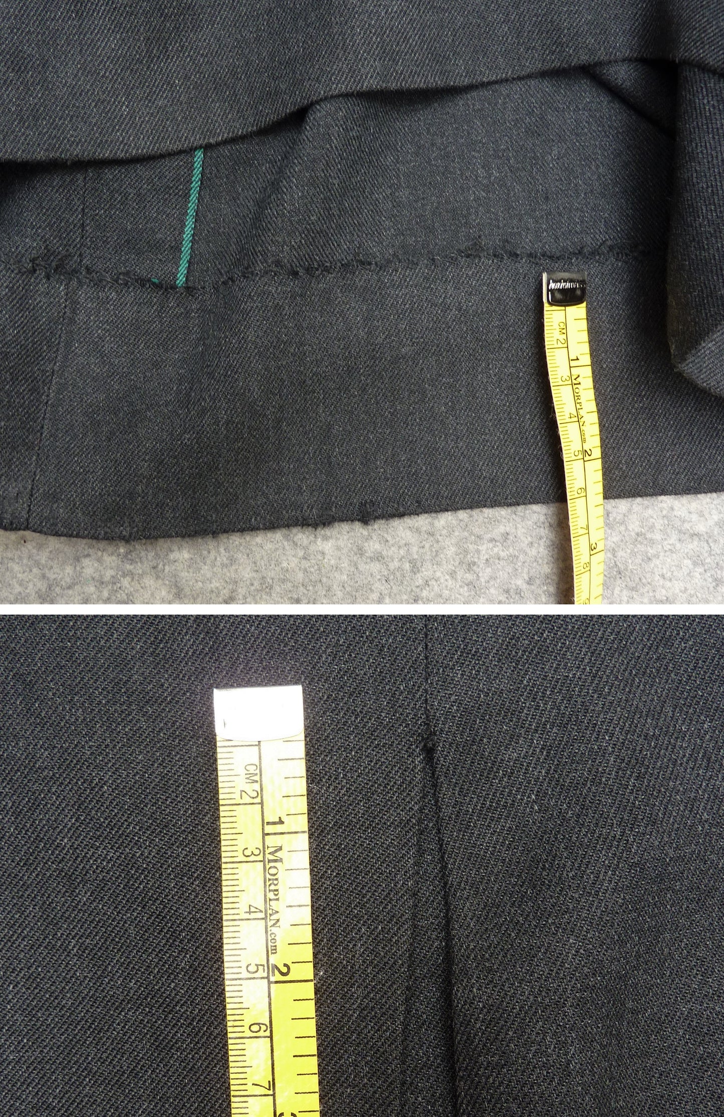 Original Vintage Skirt 1950s High Waist Waisted Charcoal Grey Wool Flannel UK XS