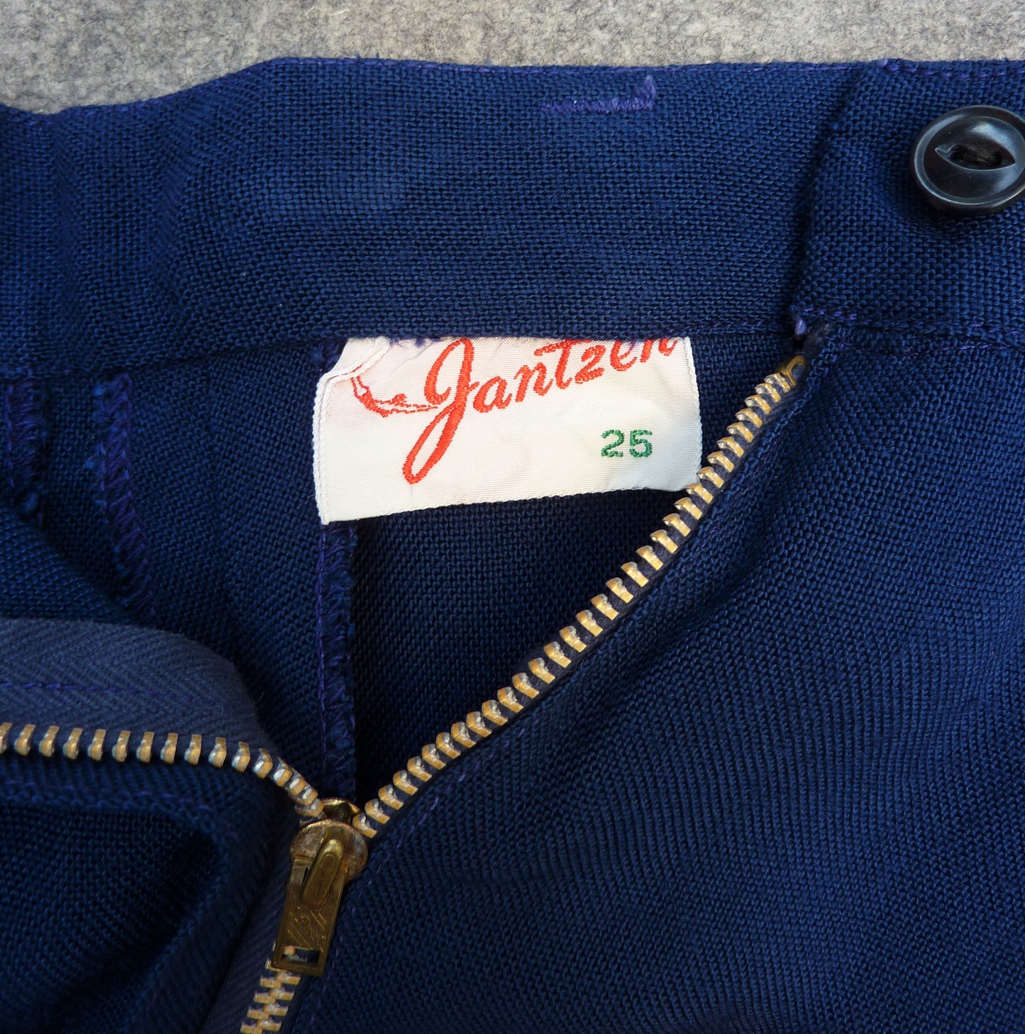 Rare Original Vintage 1950s Jantzen Blue Rayon Shorts Waist 23"