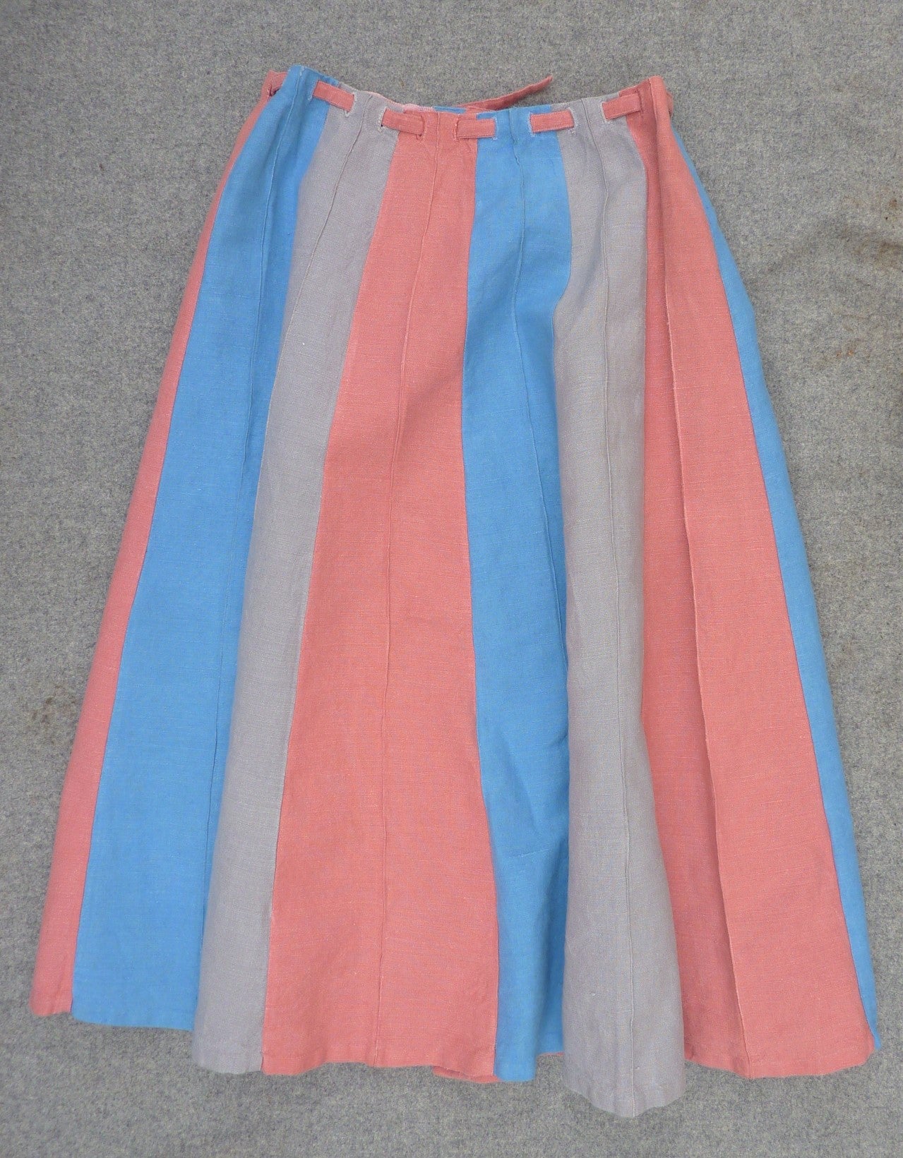 Original Vintage 1950s Skirt Novelty Umbrella Style Linen UK XS