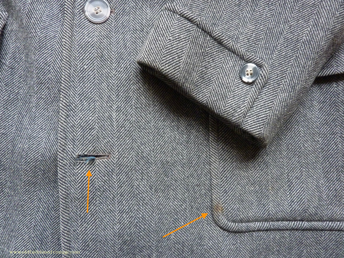 Vintage 1950s Mens Burton Single Breasted Overcoat Coat Grey Herringbone Tweed Wool 42"