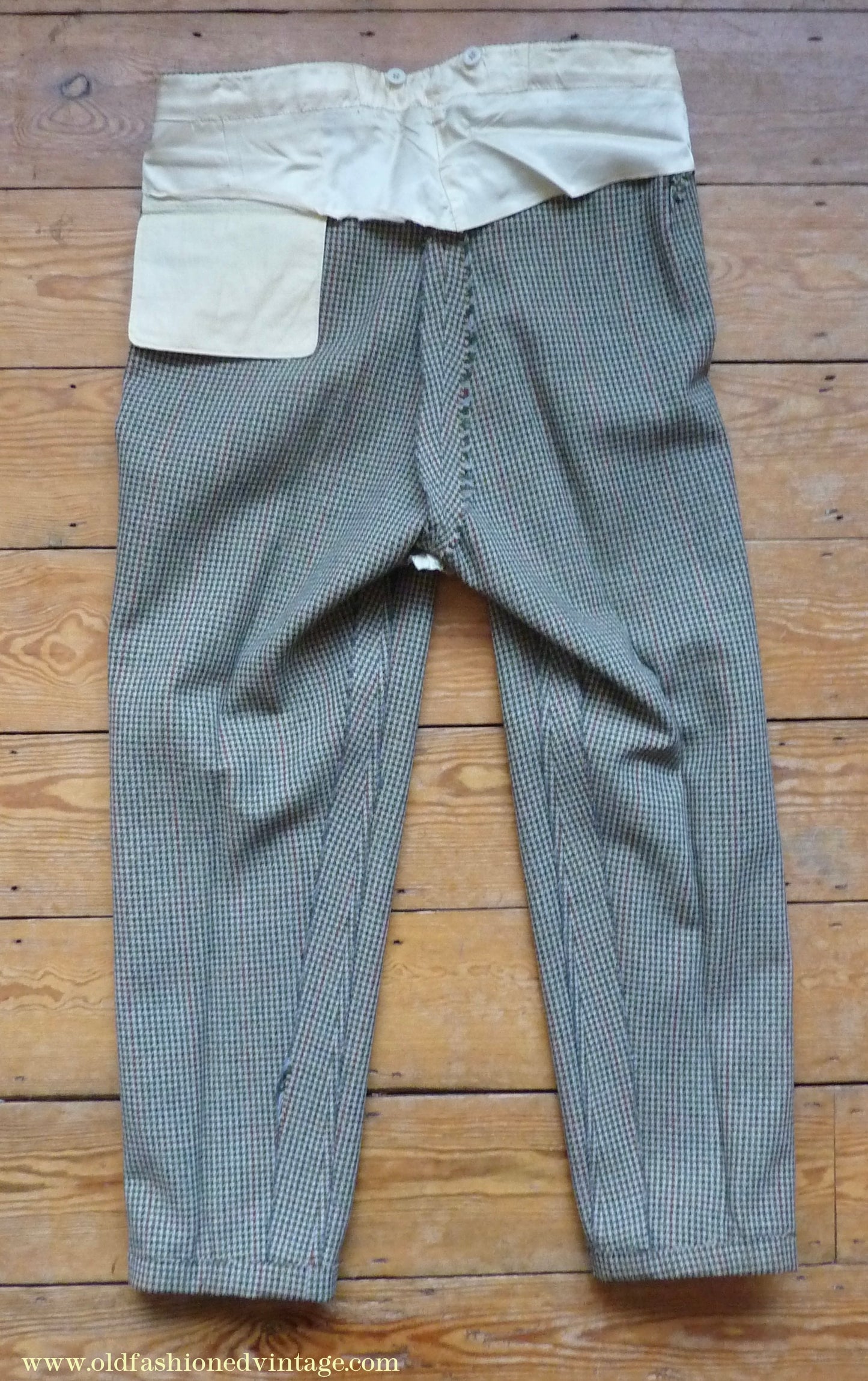 Vintage Mens 1950s Bespoke Tweed 3 Piece Suit Green Fawn Grey Houndstooth Wool Orange Windowpane 44"