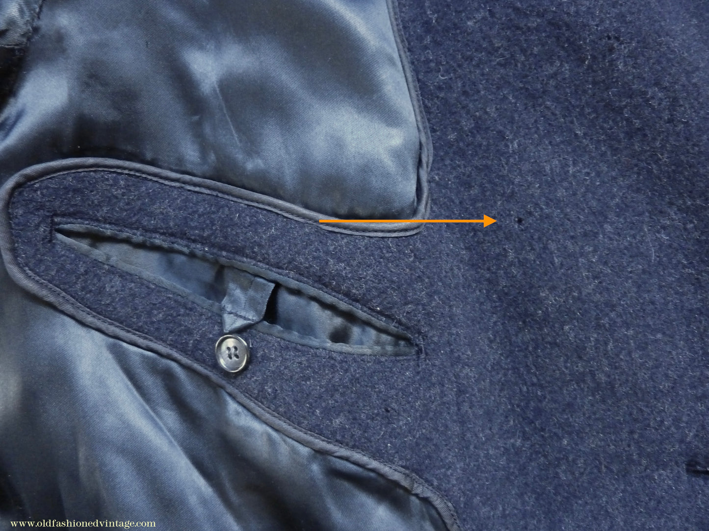 Vintage Mens 1930s 1940s Loden Frey Double Breasted Overcoat Coat Dark Blue Wool Back Belt 40"