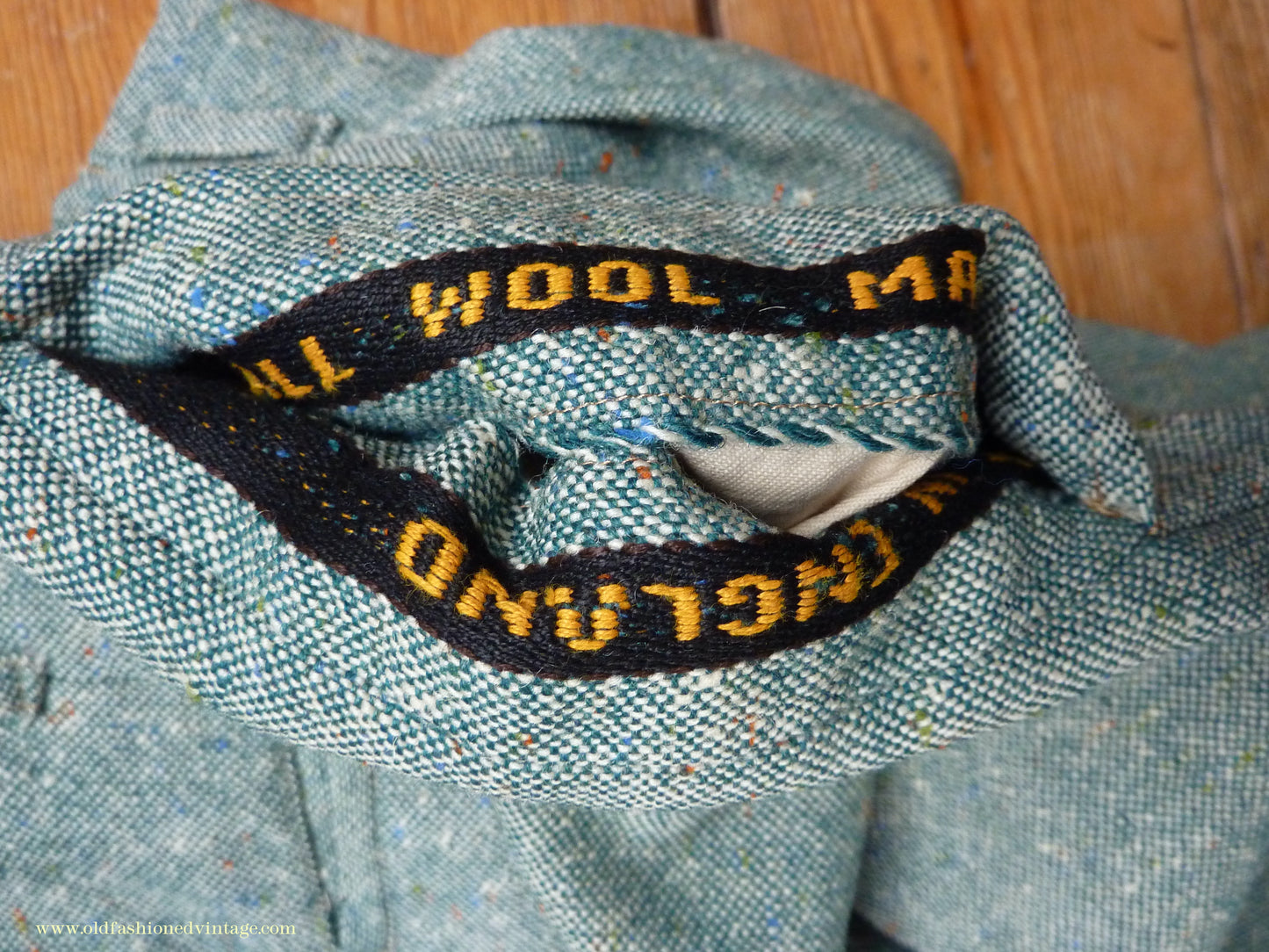 Vintage Mens 1950s Suit 2 Piece Single Breasted Japanese Custom Tailored Spearmint Green Flecked Wool Donegal Tweed 36" 38" Long