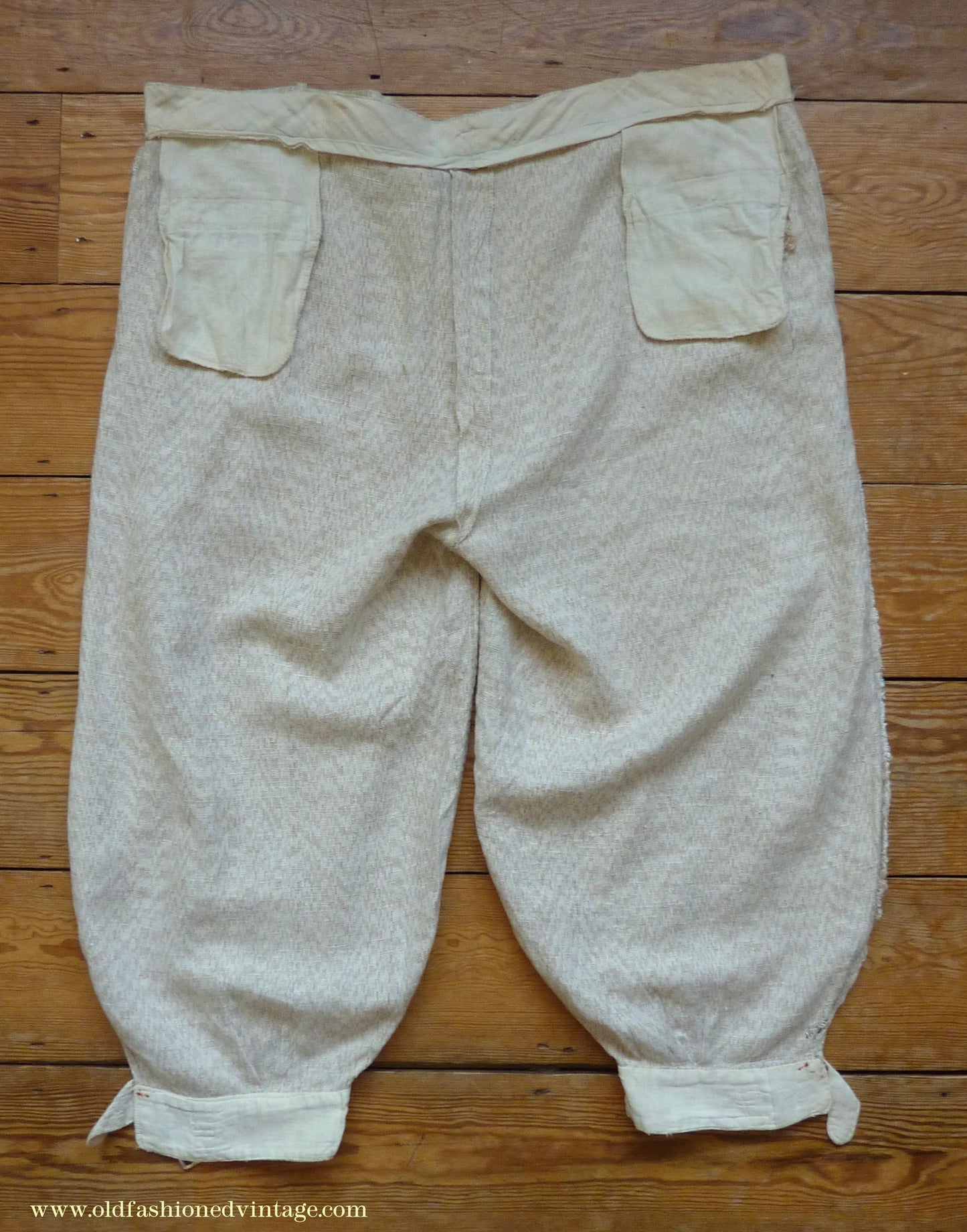Vintage Mens 1920s 1930s American Golf Knickers Jazz Patterned Off White & Brown Linen Trousers Pants Plus Fours +4s Knickerbockers 44"