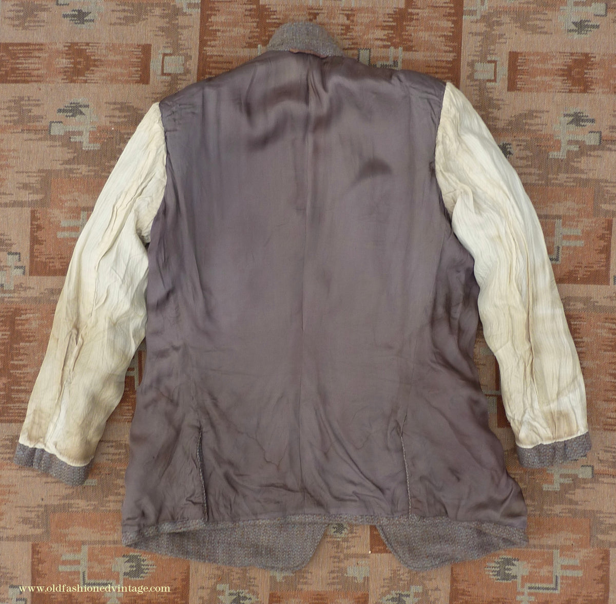 Vintage Mens 1950s Burton Harris Tweed Sports Jacket Grey-Green Brown 44"