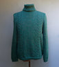 Vintage Mens Hand Knitted Roll Neck Sweater Cable Knit Jumper 1940s WW2 50s Style 1970s 80s Pine Green Marl Pullover