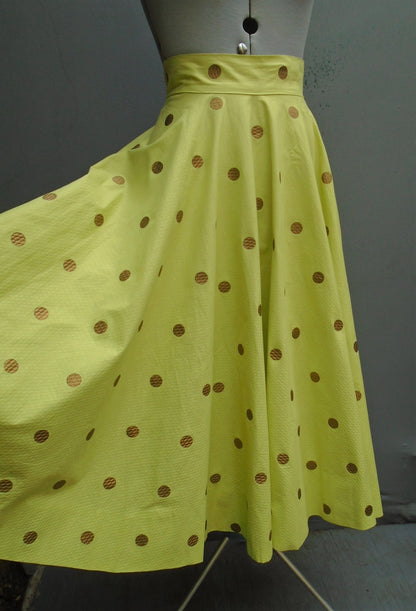 Vintage 1950s Circle Skirt Printed Cotton Novelty Print UK XS