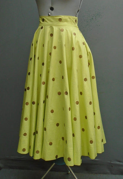 Vintage 1950s Circle Skirt Printed Cotton Novelty Print UK XS