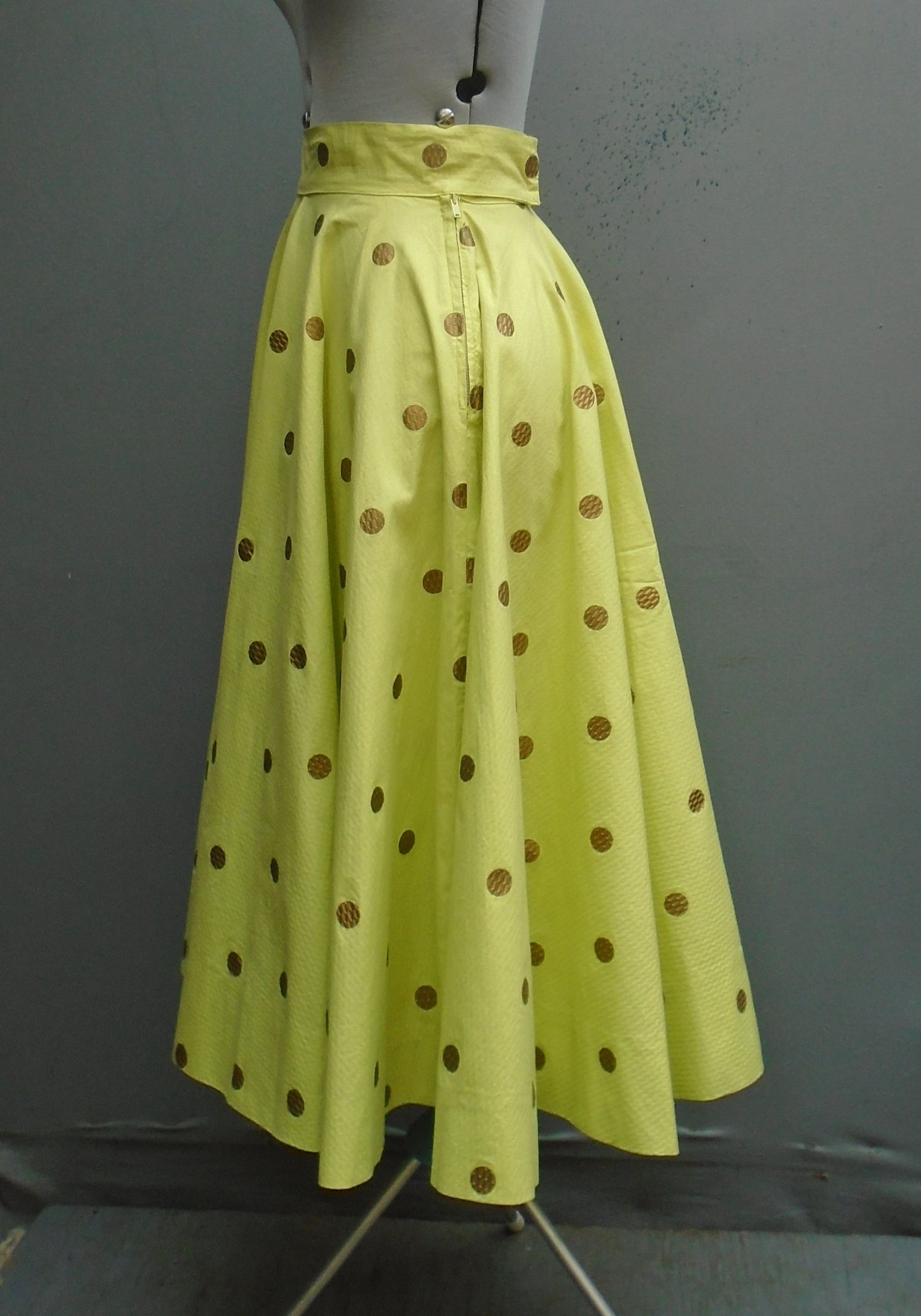 Vintage 1950s Circle Skirt Printed Cotton Novelty Print UK XS