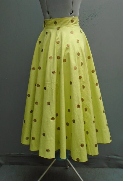 Vintage 1950s Circle Skirt Printed Cotton Novelty Print UK XS